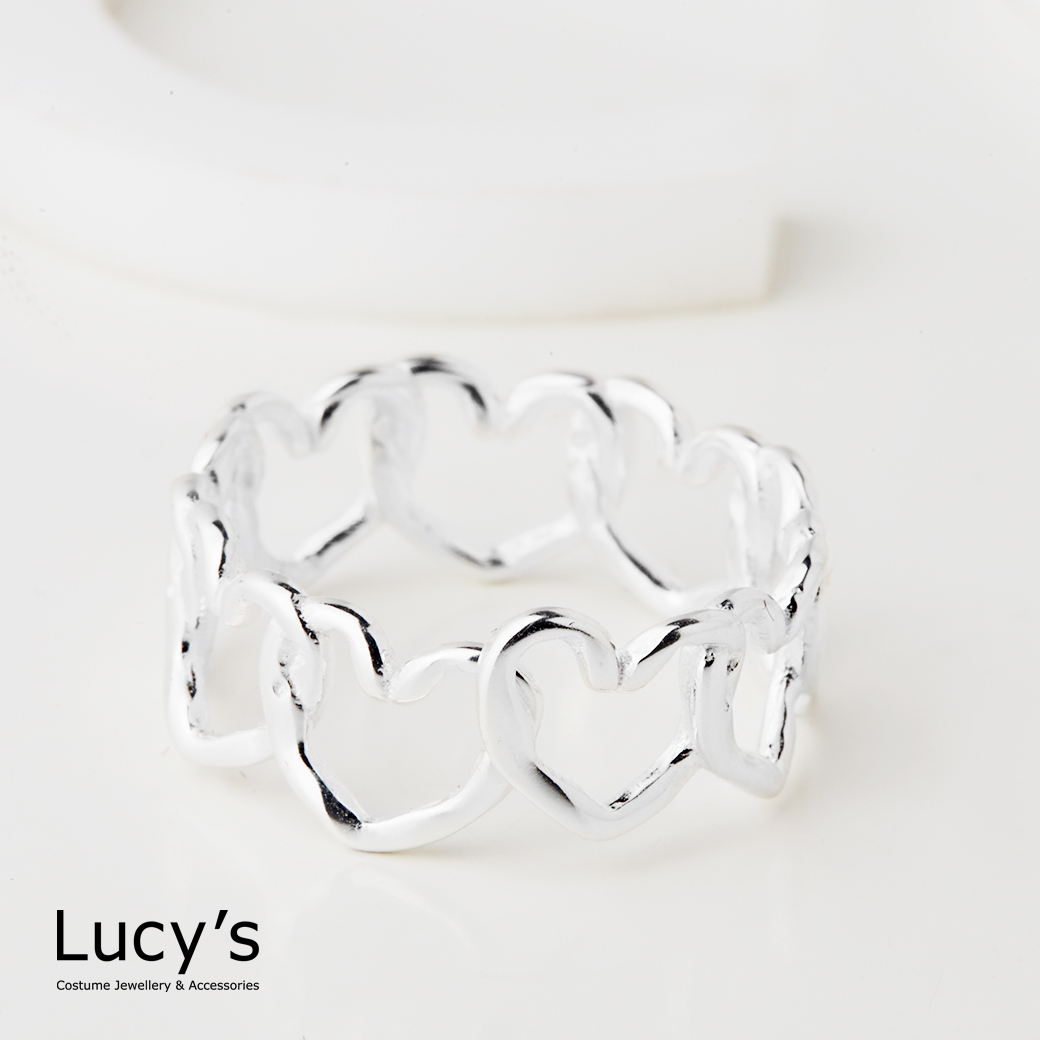 925純銀 愛心環繞 開口戒 (123302)