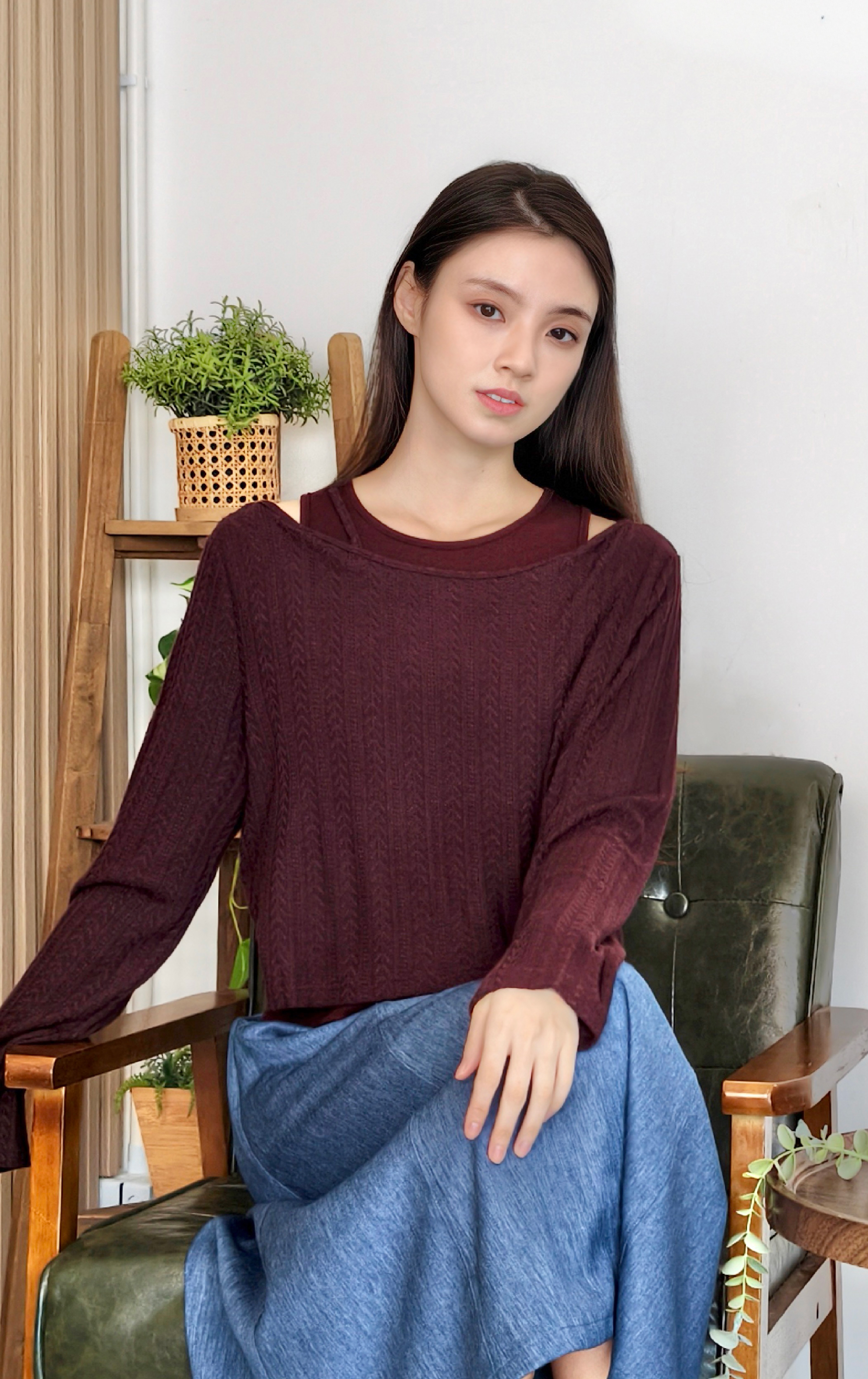 假兩件吊帶針織衫 LT0336