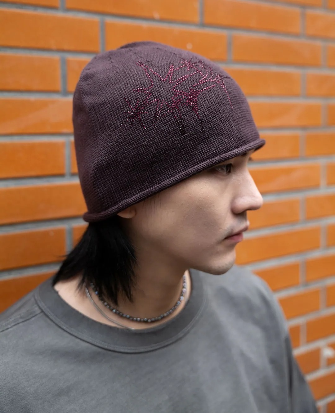 Silver9 Star Rhinestone Beanie 星星鑽毛帽 (暗紫色)