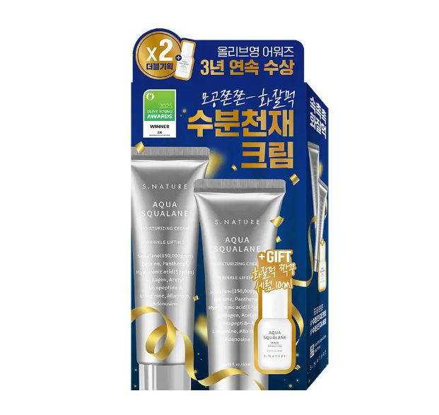 S. Nature Aqua Squalane Moisturizing Cream 60ml Single/1+1 Set (includes 10ml moisturizing serum)