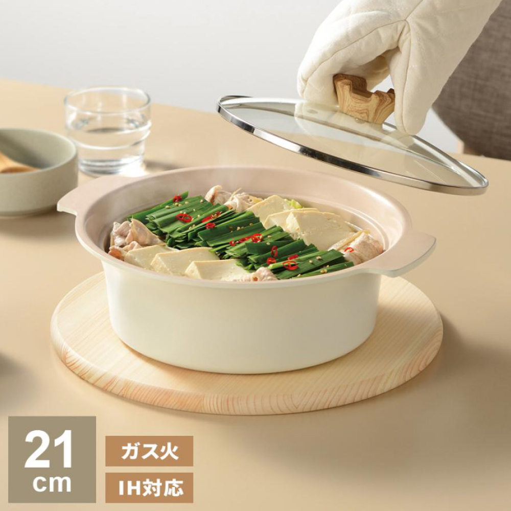 日本陶瓷塗層附蓋不沾雙耳鍋