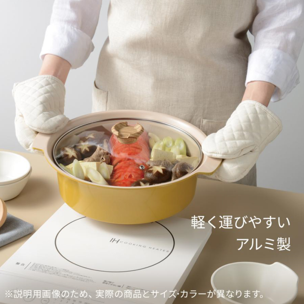 日本陶瓷塗層附蓋不沾雙耳鍋