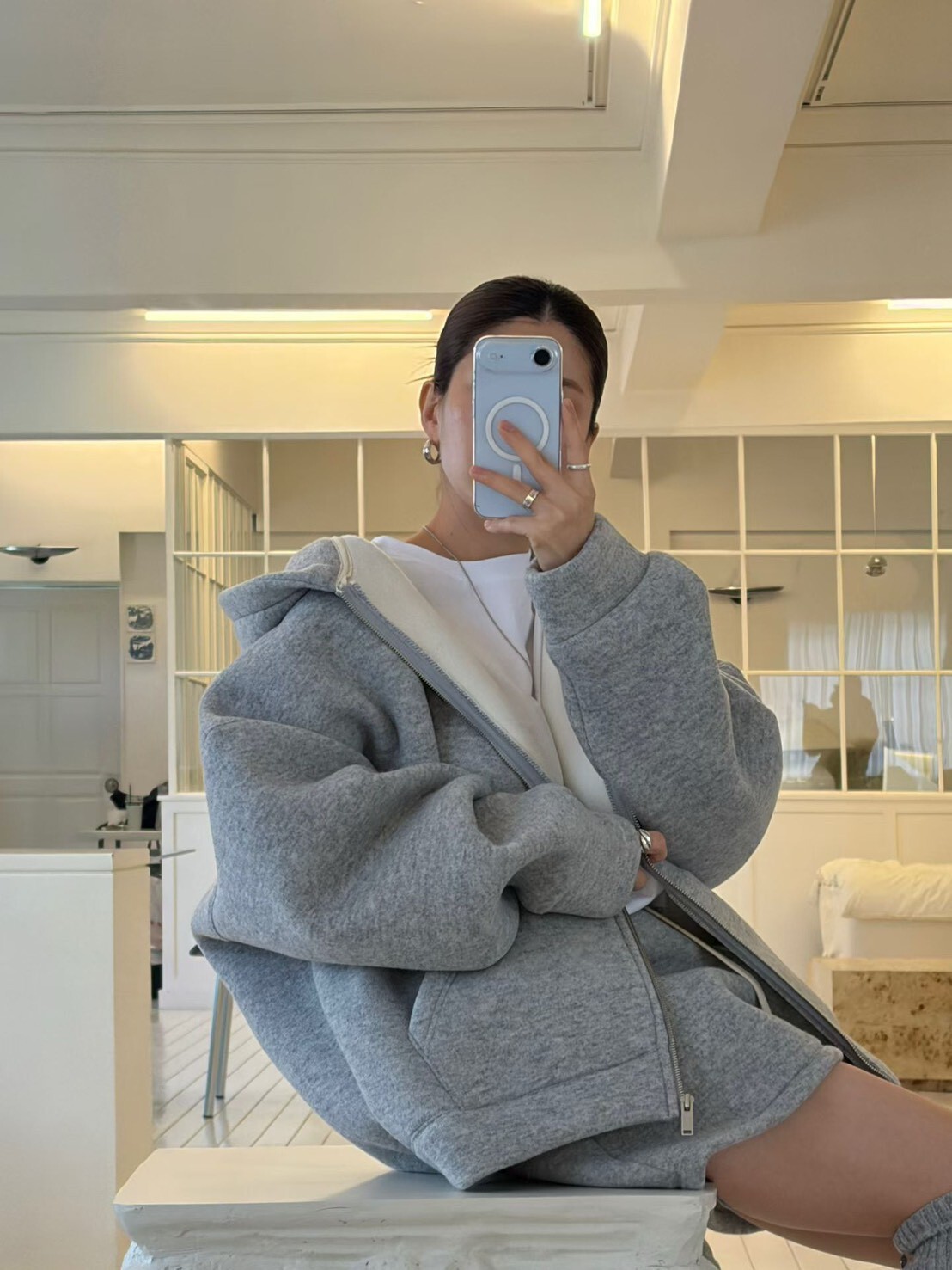 #AD147厚實挺版休閒外套(奶油/灰/黑)