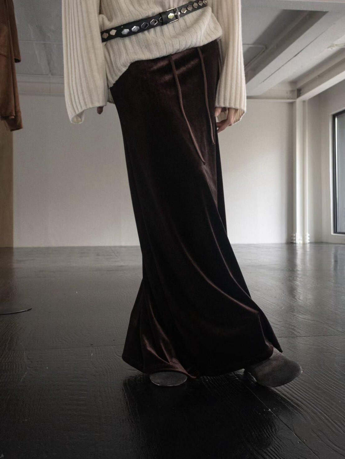 #AD148優雅氣質絲絨半裙(咖/黑)