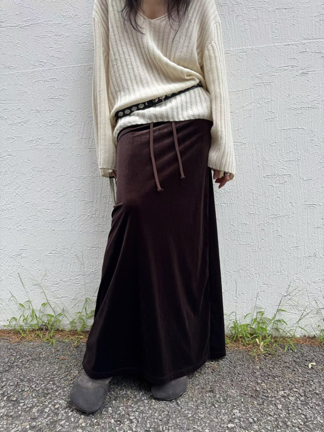 #AD148優雅氣質絲絨半裙(咖/黑)