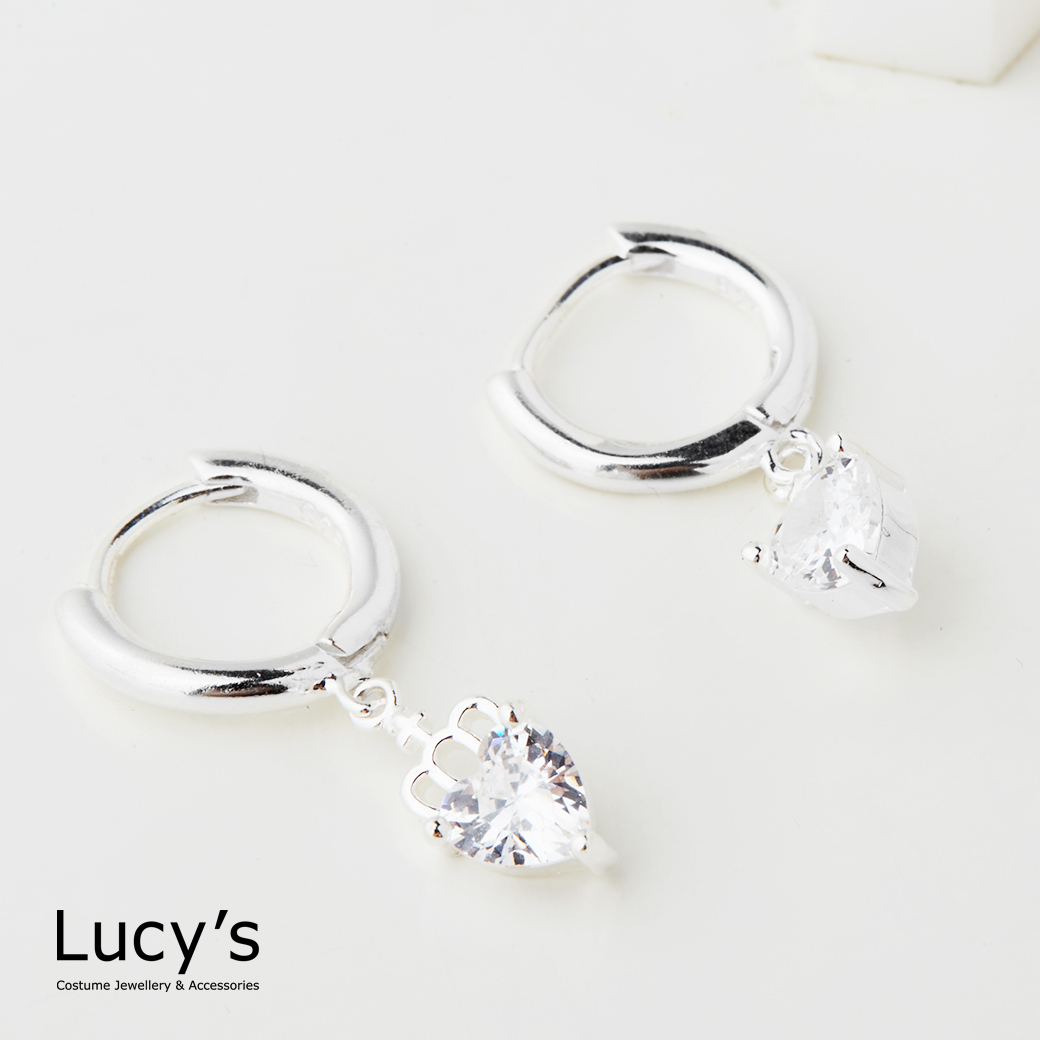 925純銀 冠冕愛情 易扣耳環 (126603)