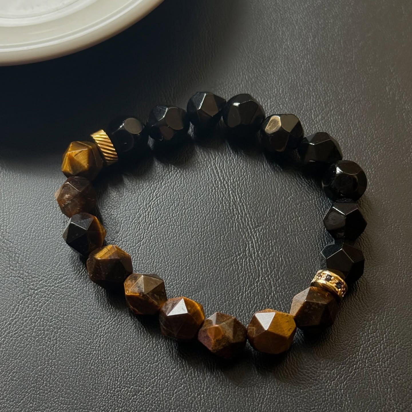 [原石] 虎眼石 + 黑曜石 設計款手串