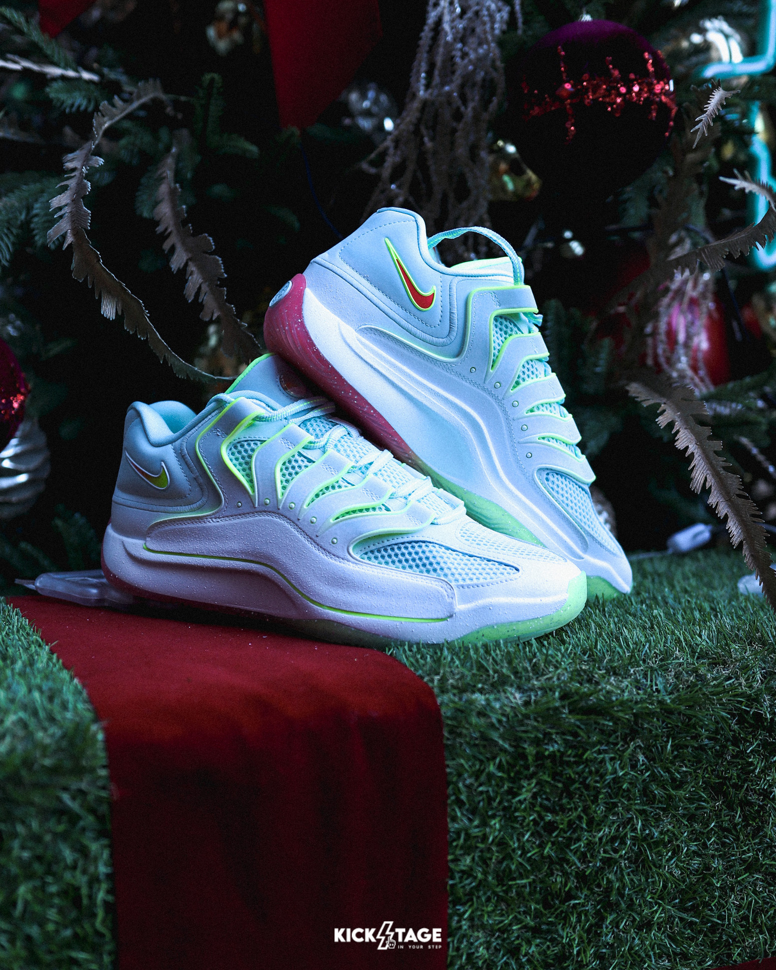 男鞋 NIKE KD18 EP 聖誕節 白藍綠 氣墊 實戰 緩震 透氣 籃球鞋 運動鞋【HV1996-100】NIKEKD XMAS