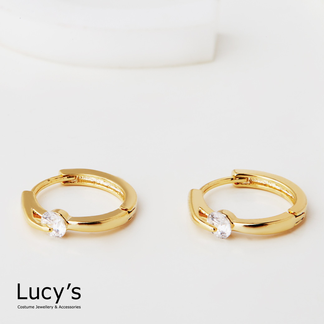 簡約單鑽 易扣耳環 (二色) (122121/122122)