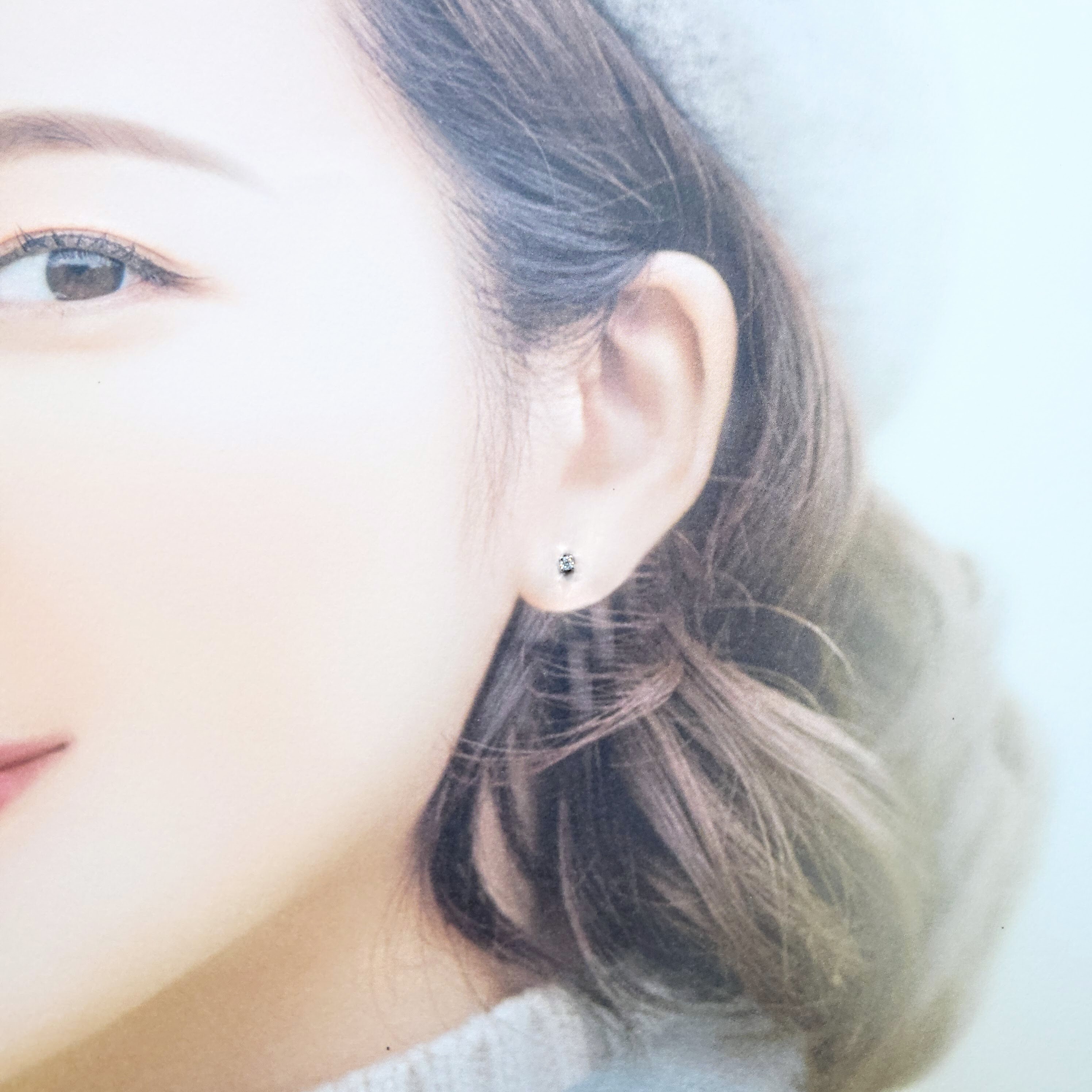 全新18K白金【主石4份鑽石】單耳環