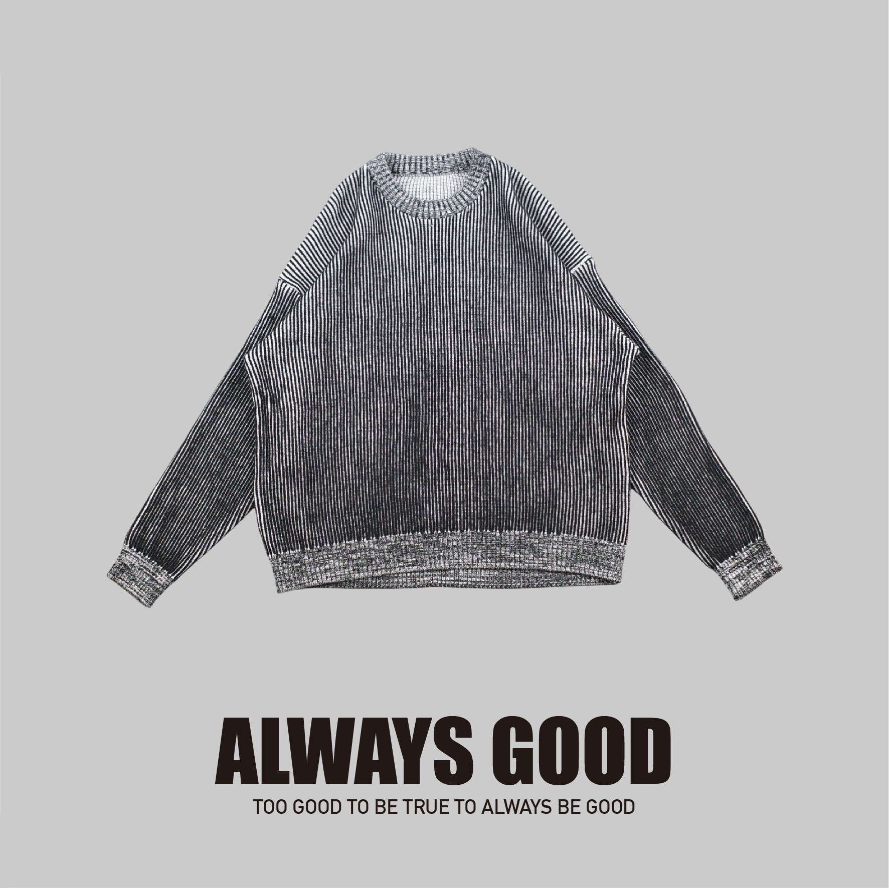 『Always_Good』黑白紋理 撞色 寬鬆 短版 毛衣
