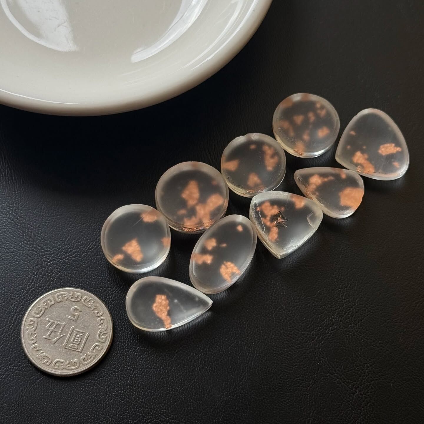 [原石] 天然銅+白水晶（加工貼合） 水晶蛋面