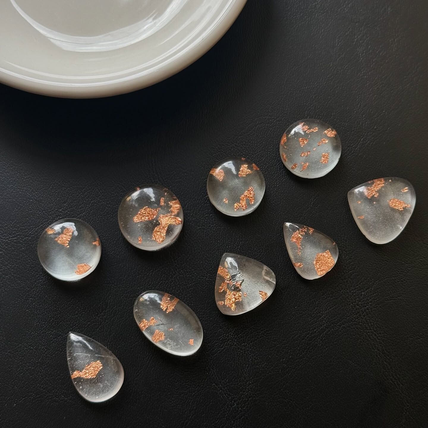 [原石] 天然銅+白水晶（加工貼合） 水晶蛋面