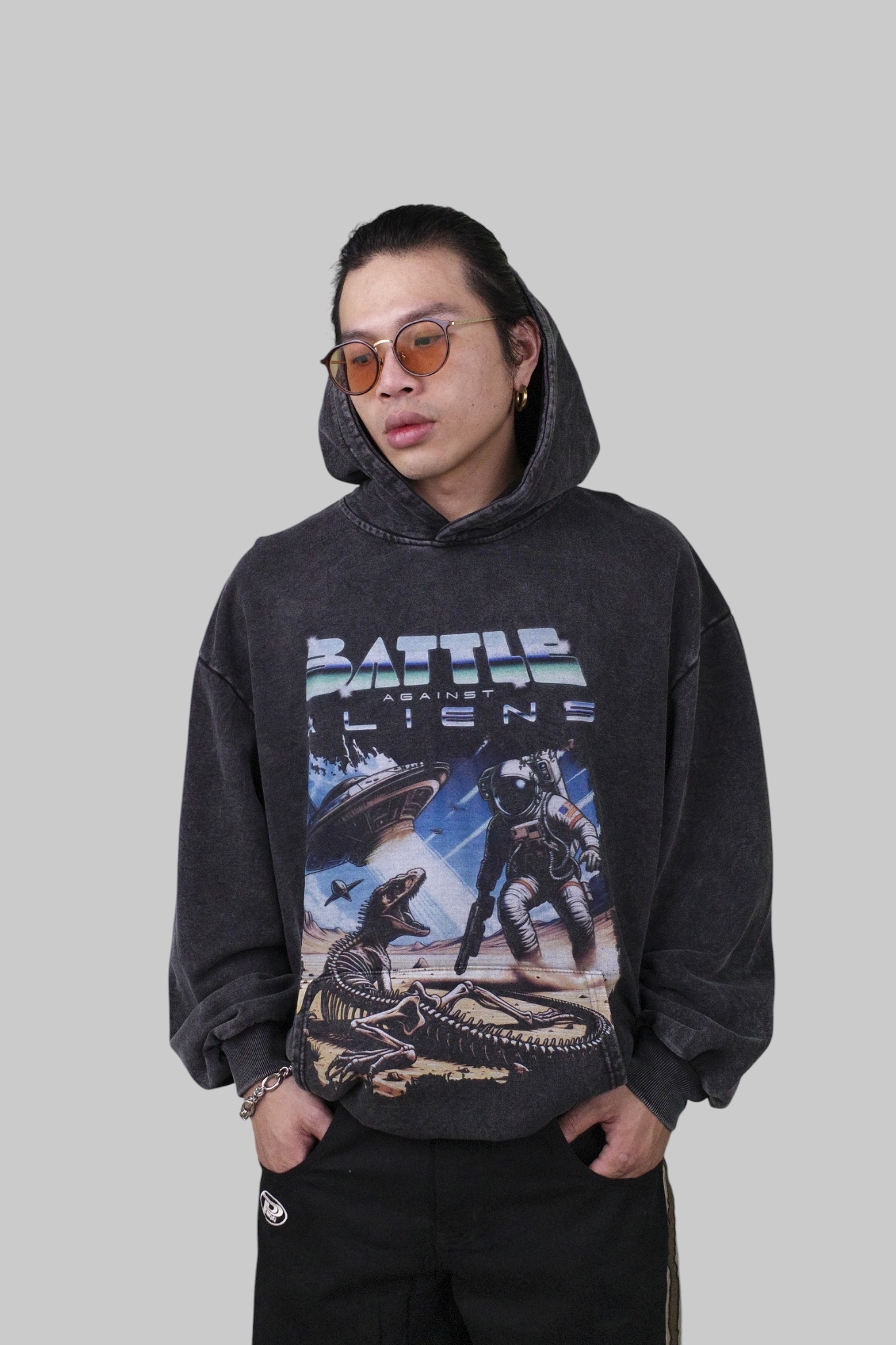 『Always_Good』恐龍大戰外星人 水洗 印花 帽TEE