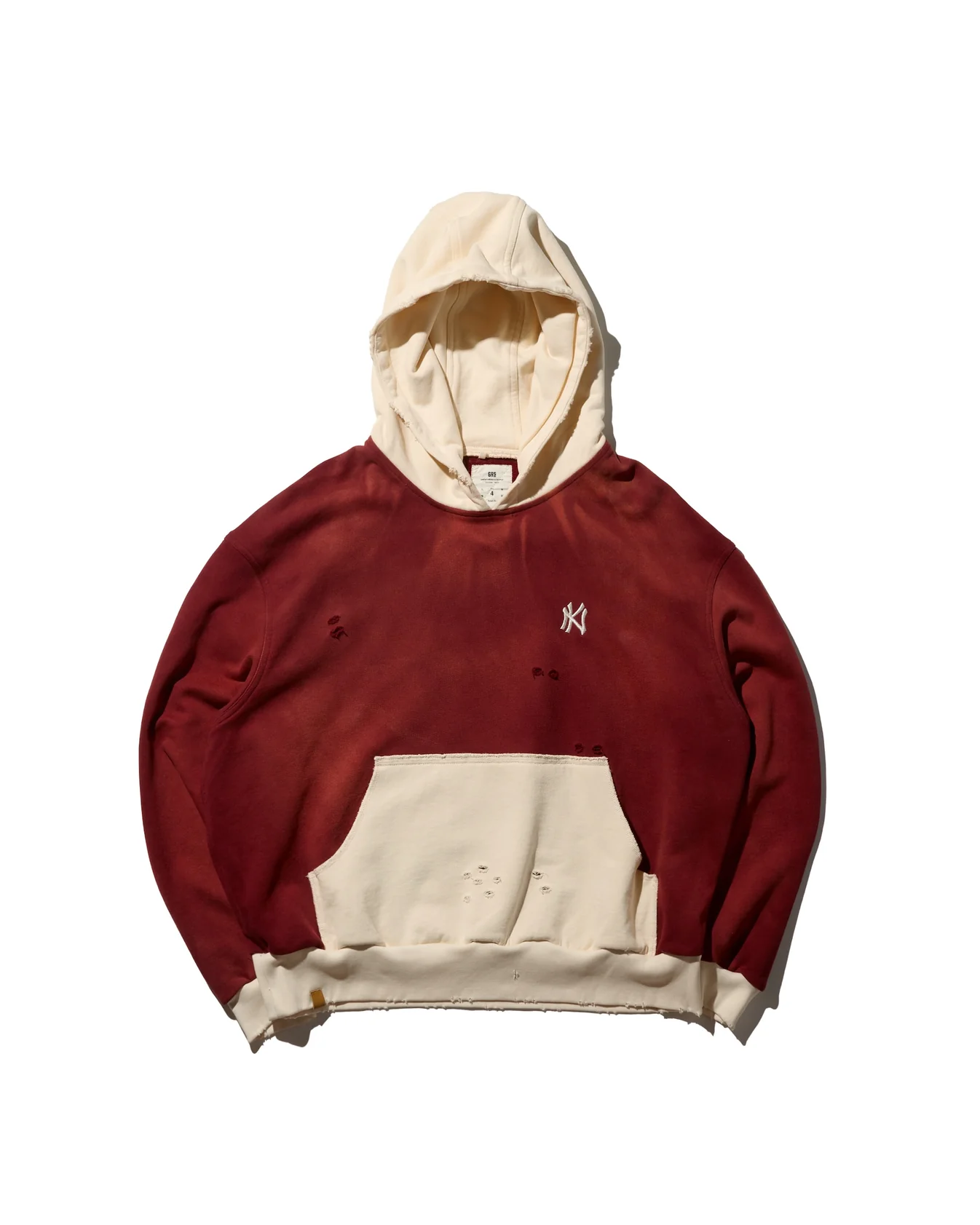 GRS DISTRESSED"KN" TWO TONE HOODIES HD-0009-RD