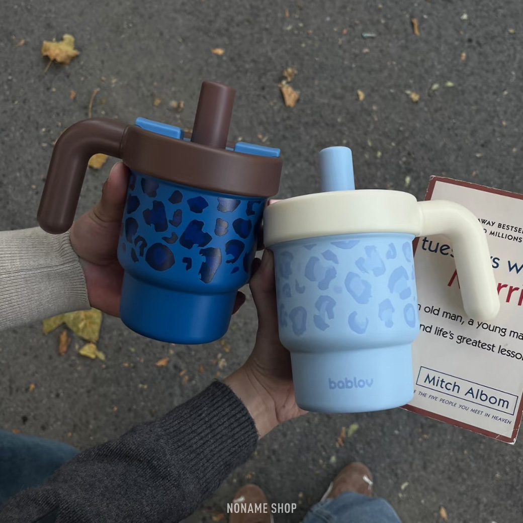 BABLOV 豹紋 吸管 保溫杯 冰壩杯 610ML 四色