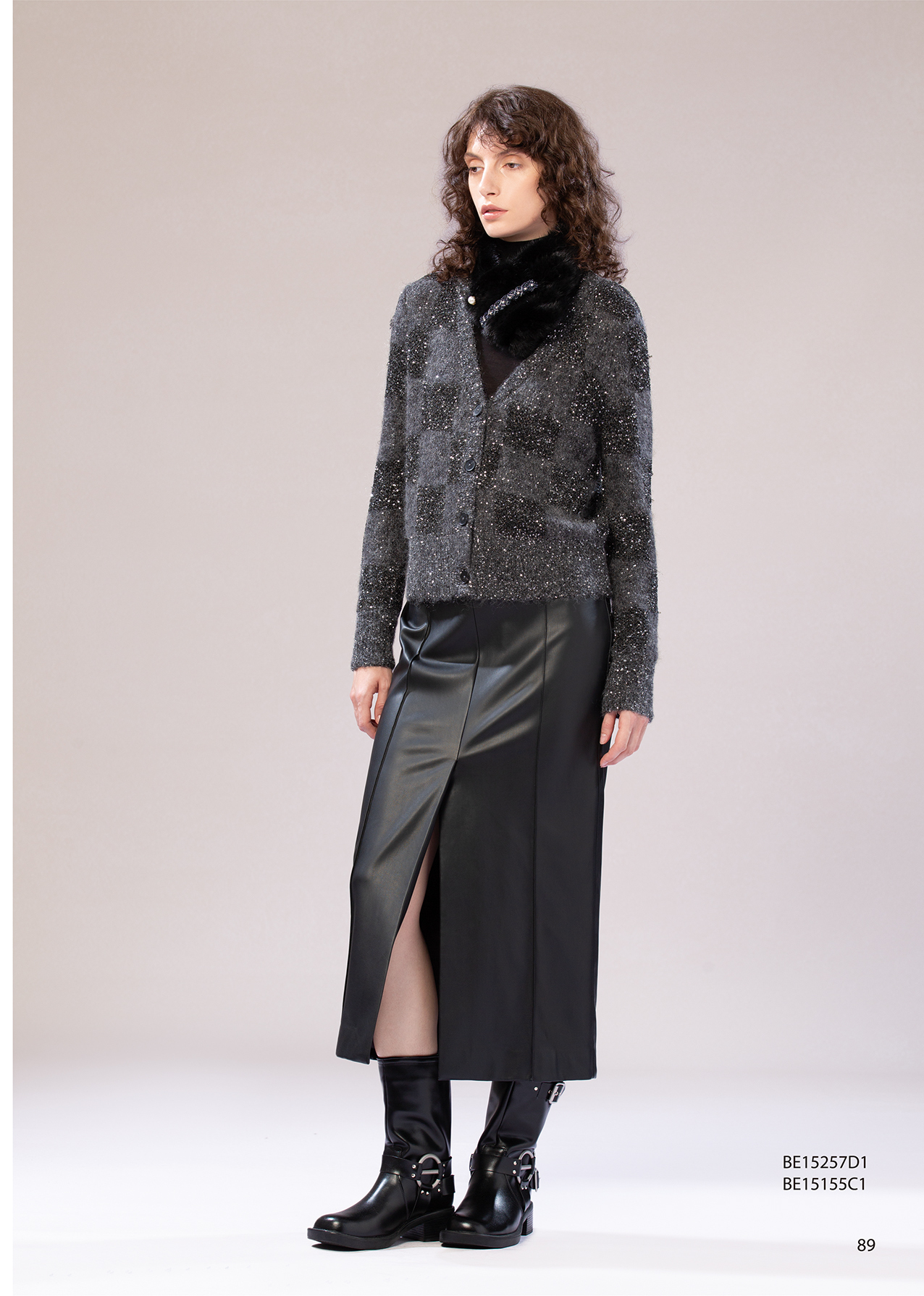 BE15257D1 夜空微星V領針織開襟衫