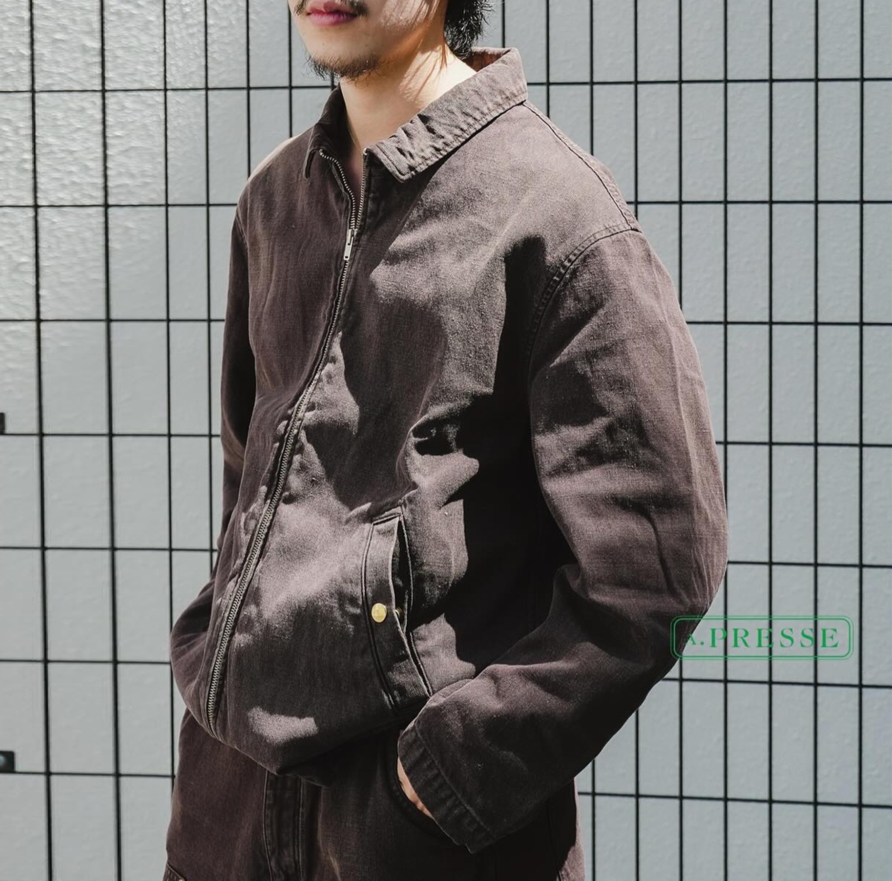 A.PRESSE SILK HEMP FRANCH AIR FORCE PILOT JACKET - BROWN PRE ORDER ITEM (預訂中)