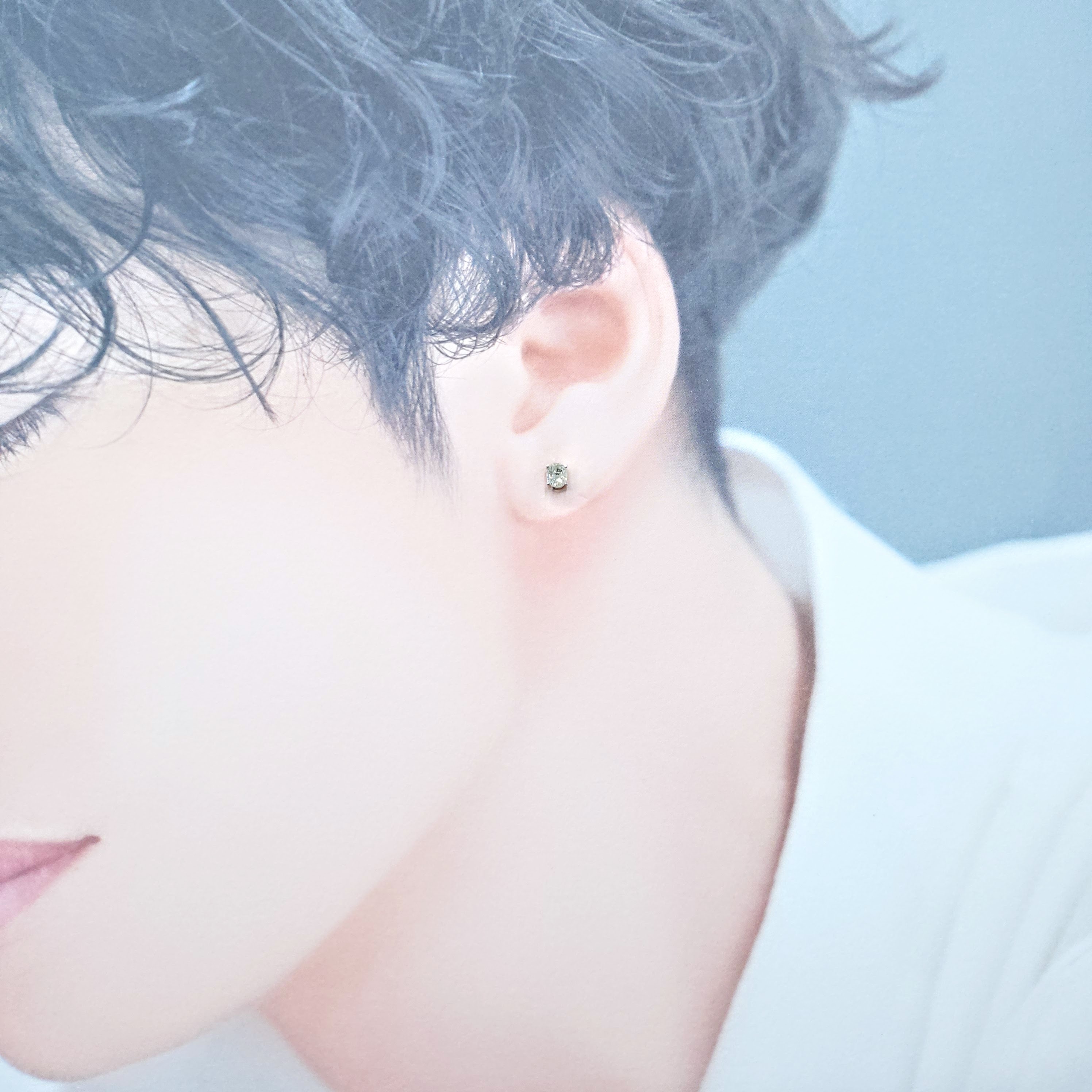 全新18K白金【主石33份蛋形鑽石】單耳環