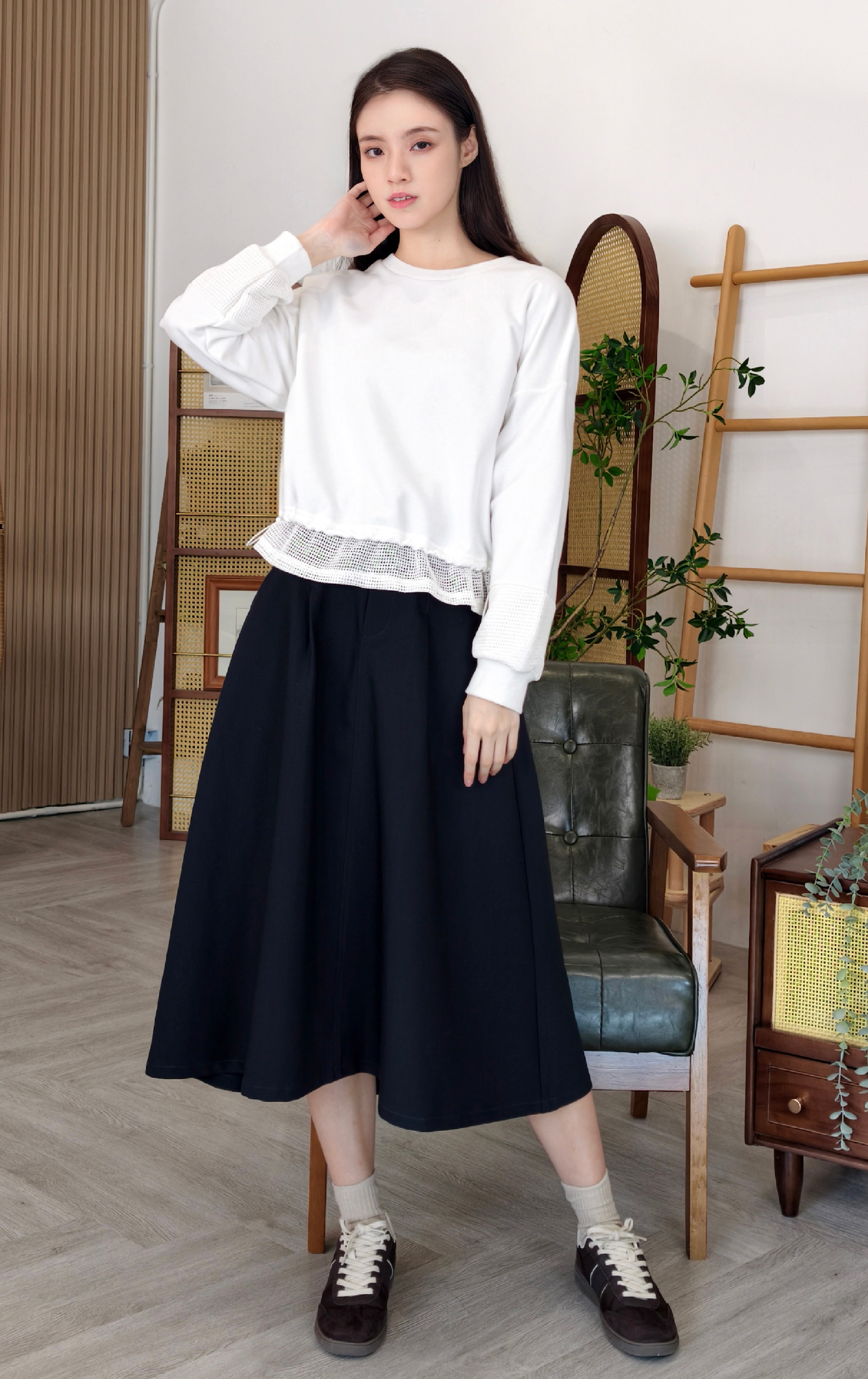 拼布飾邊束腳衛衣 LT0328