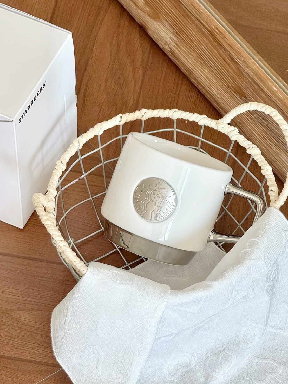 STARBUCKS 星巴克 冬季限定 極簡 銀白 馬克杯 414ML