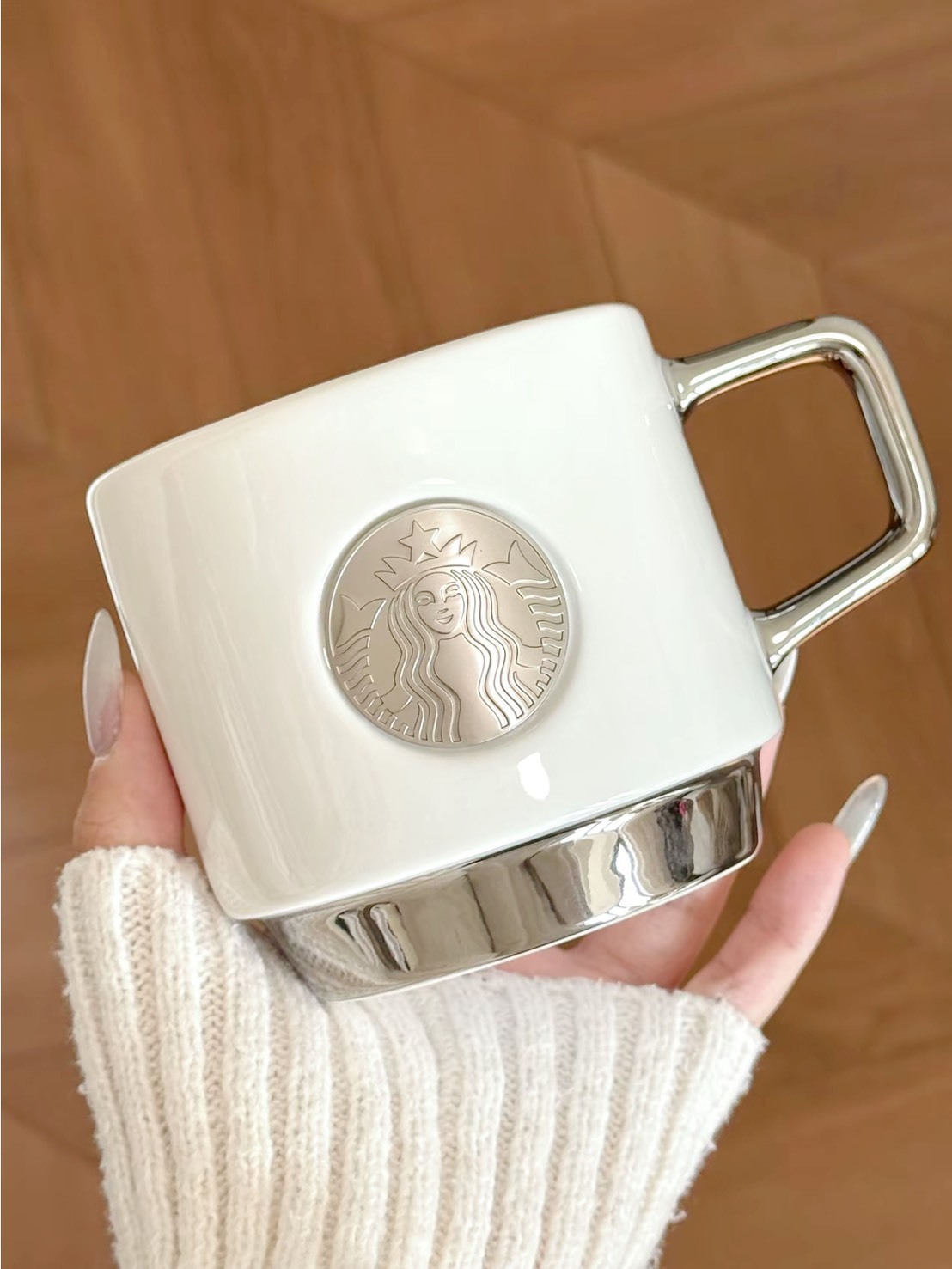 STARBUCKS 星巴克 冬季限定 極簡 銀白 馬克杯 414ML