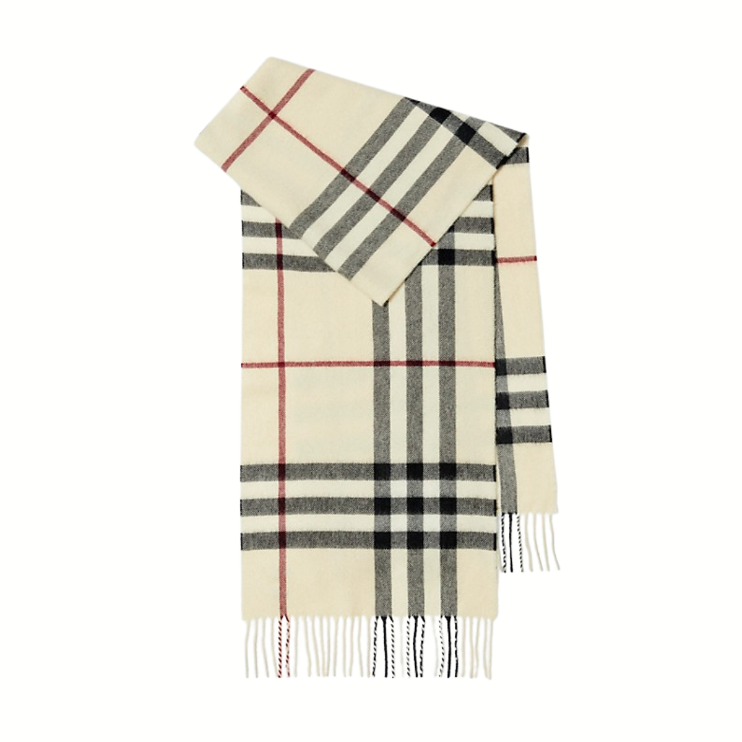 1FF0101-032 BURBERRY Check Cashmere Scarf Stone (SS26) #8077884 (F-EU-E)