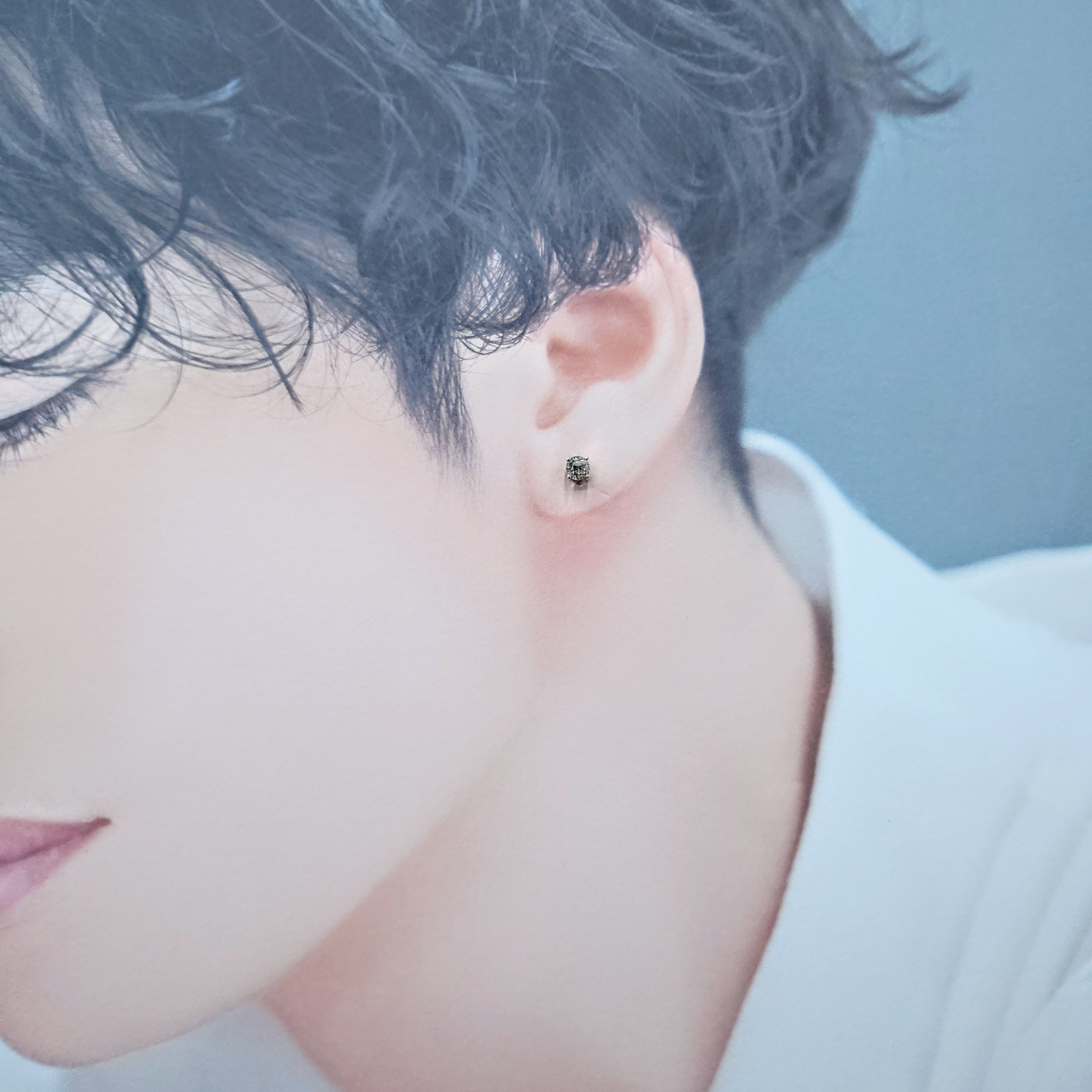 全新18K白金【主石40份淺咖啡天然鑽石】單耳環