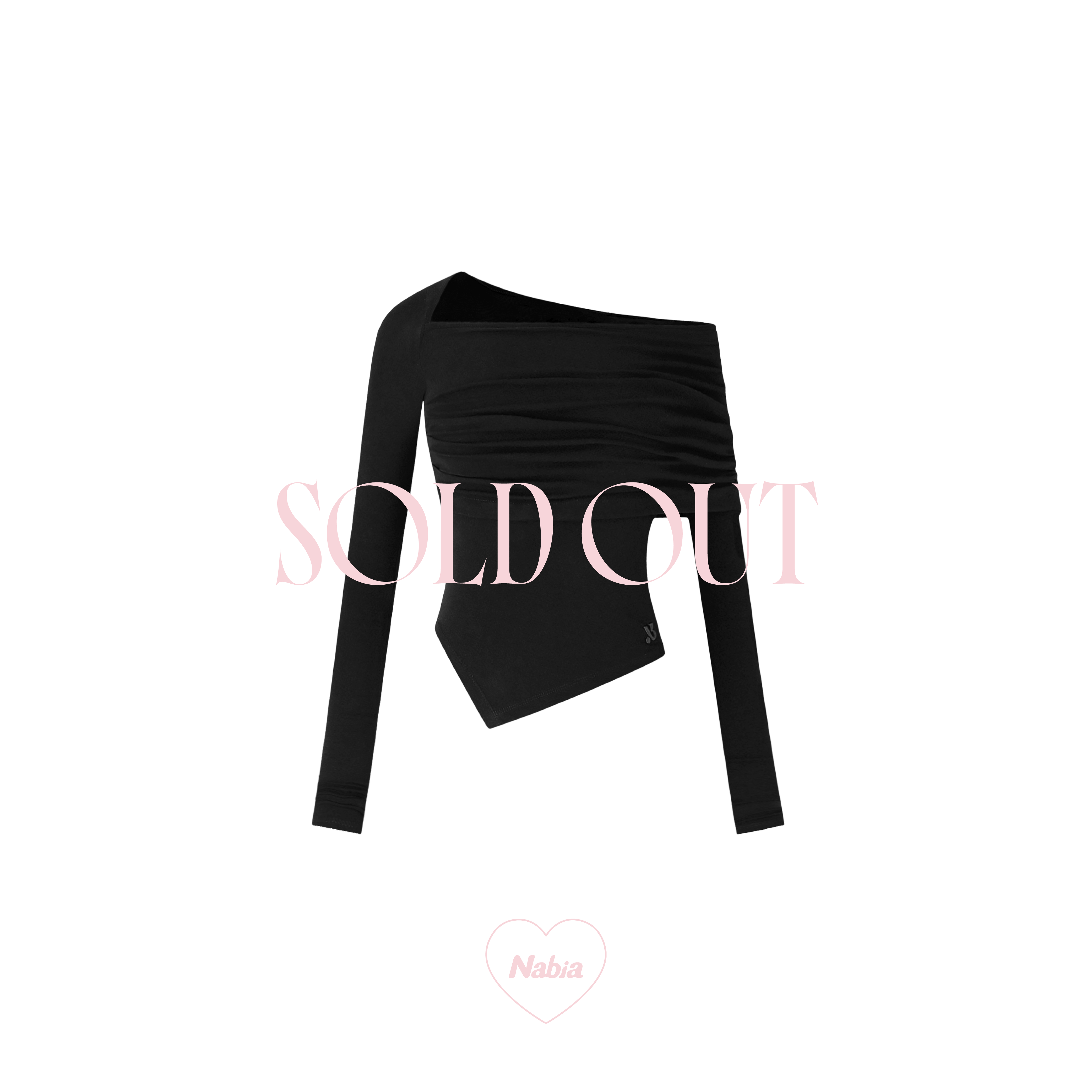 氛圍感斜肩抓皺上衣