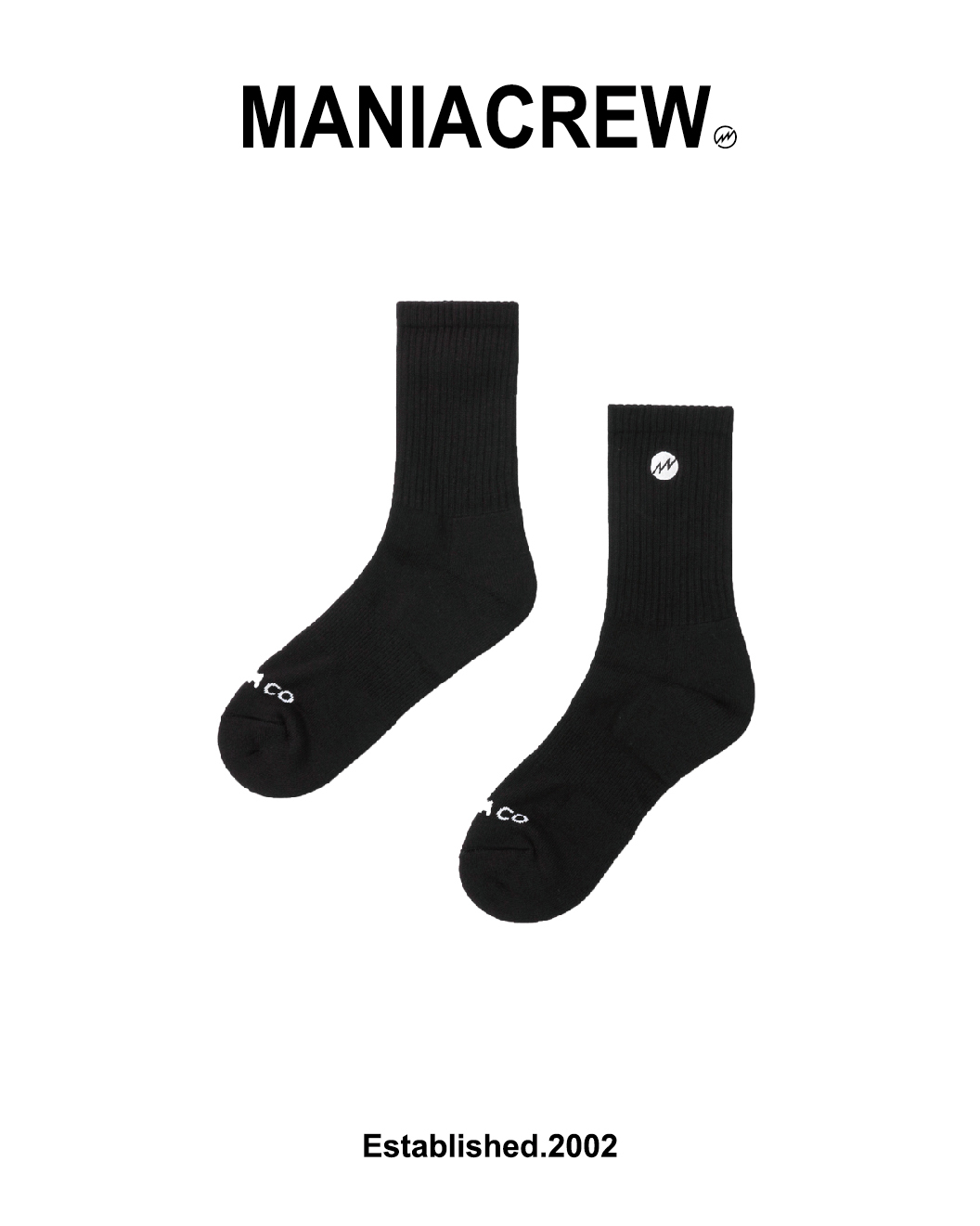 MANIA 襪子 中筒襪 萊卡 (一入兩雙) 黑 24 A/W Logo Socks