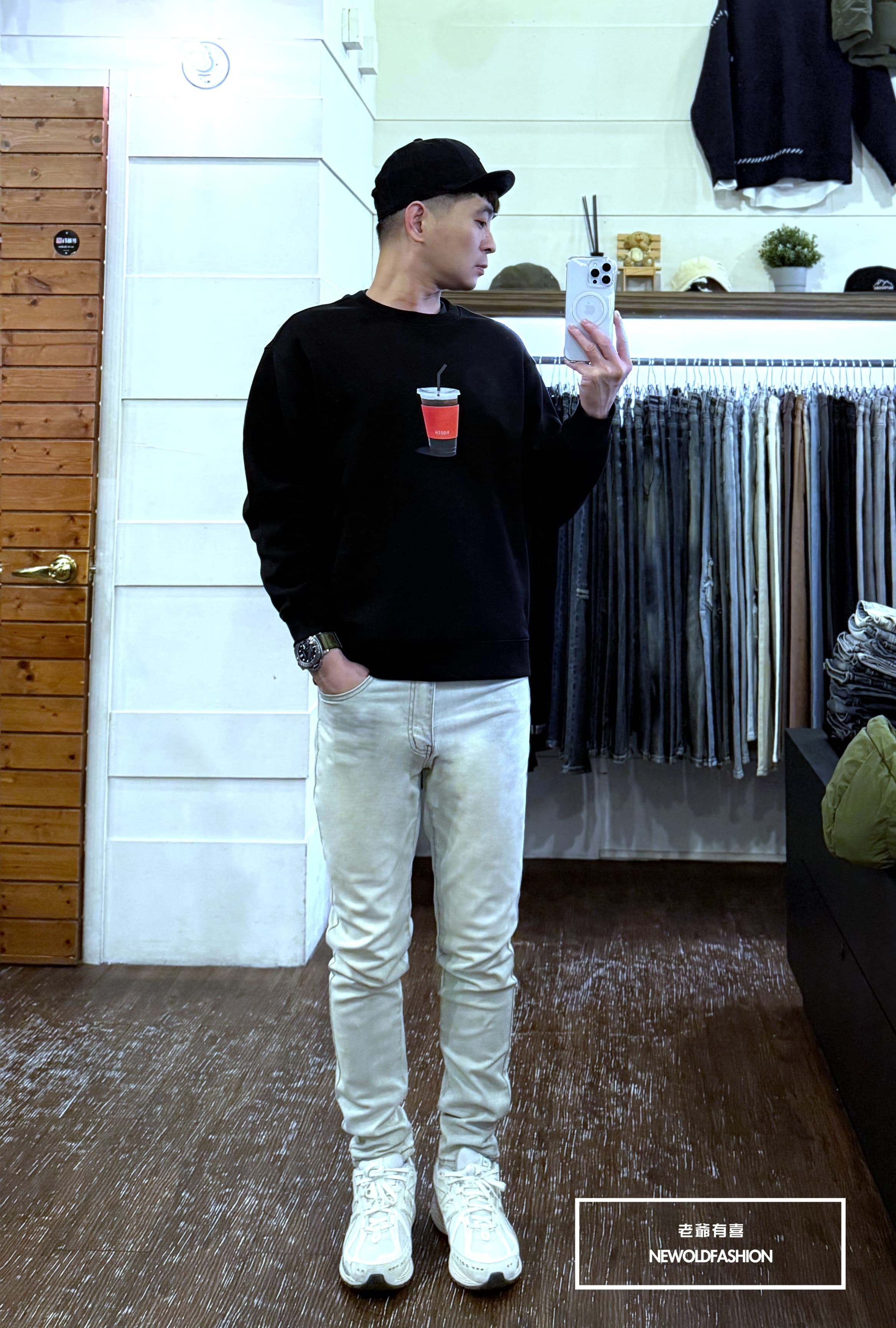 『熱銷到貨』重磅復古全素水洗藍小直筒褲(NOF21043077)