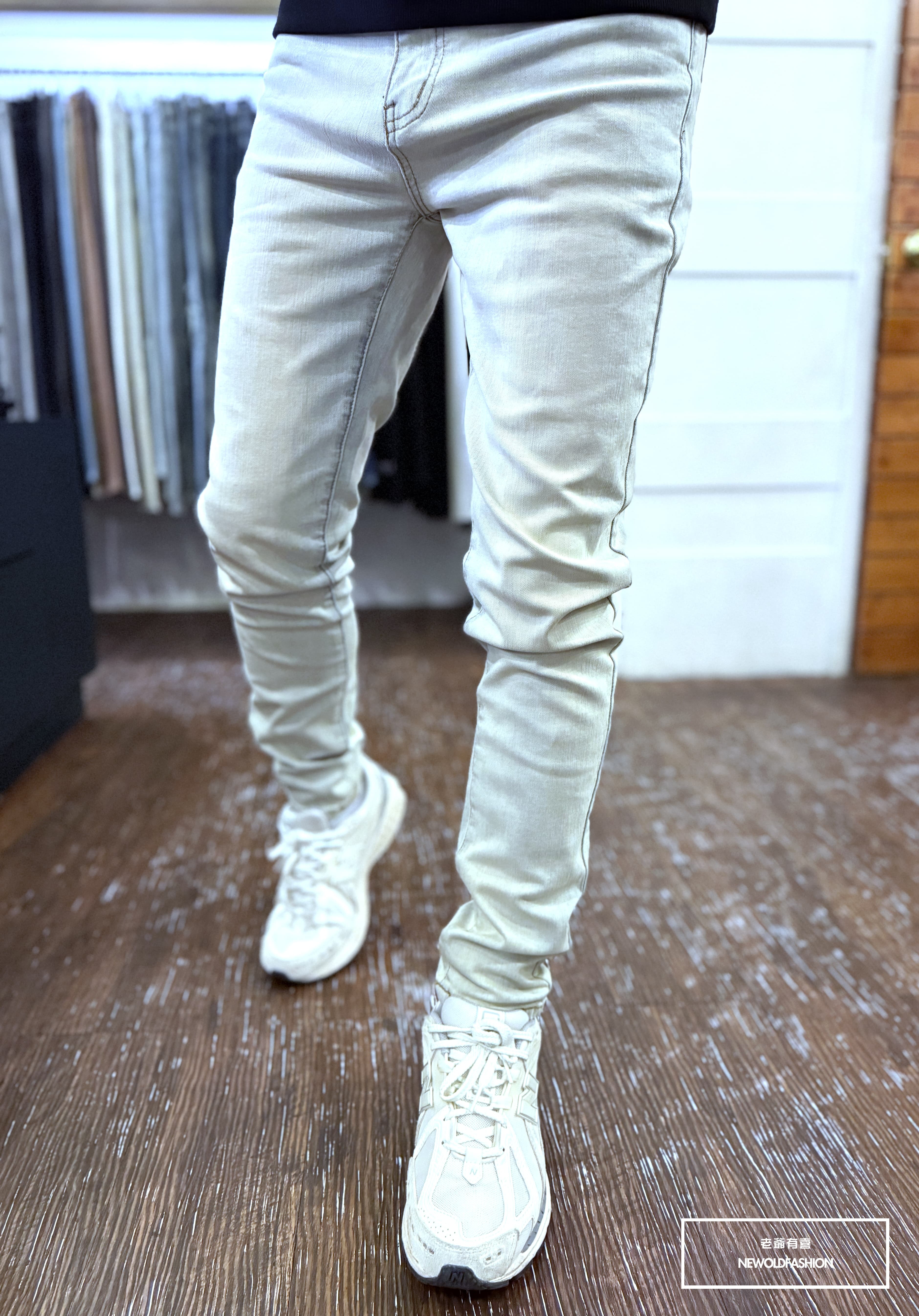 『熱銷到貨』重磅復古全素水洗藍小直筒褲(NOF21043077)