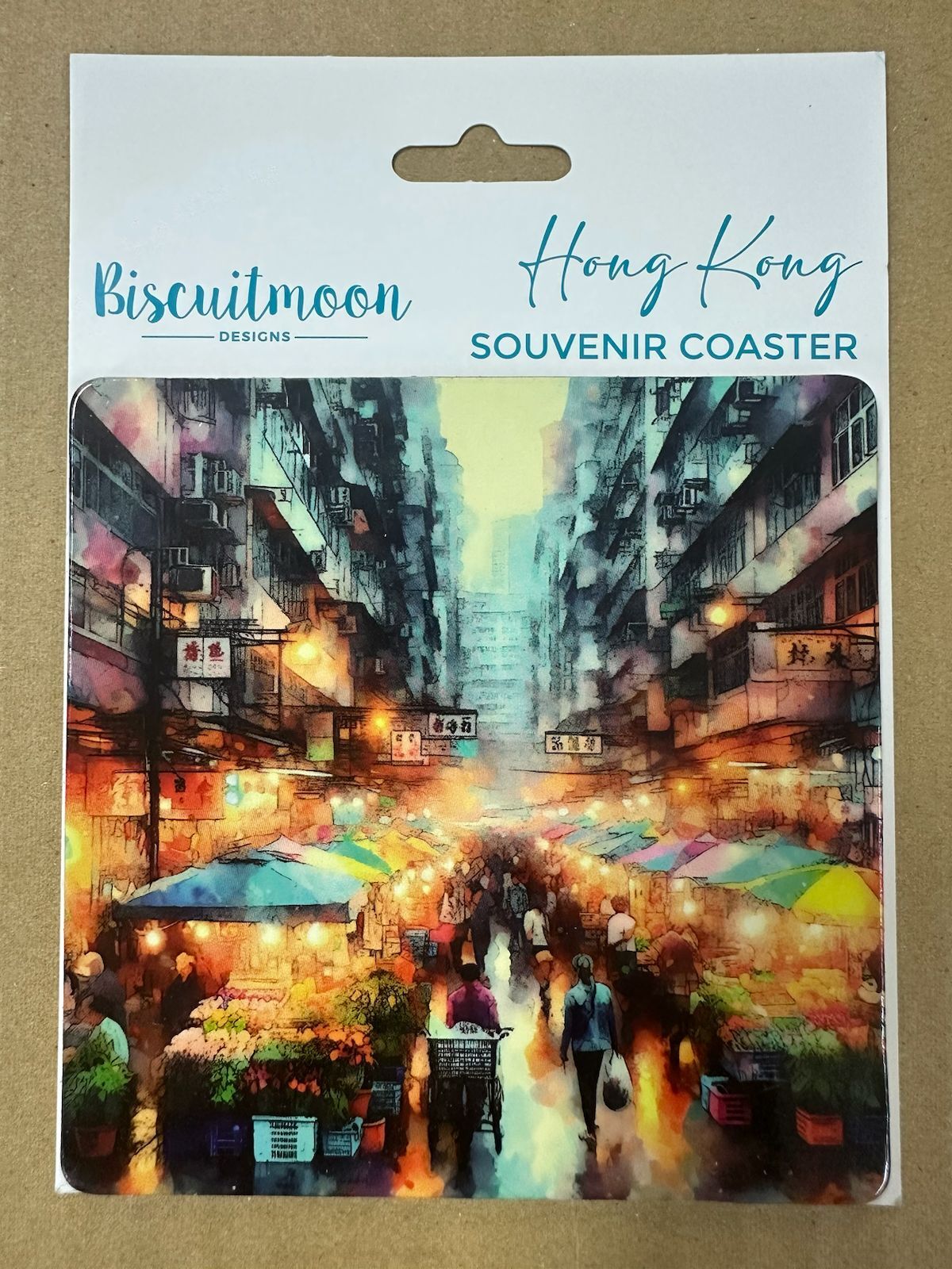 BISCUITMOON DESIGNS drinks coaster - street market