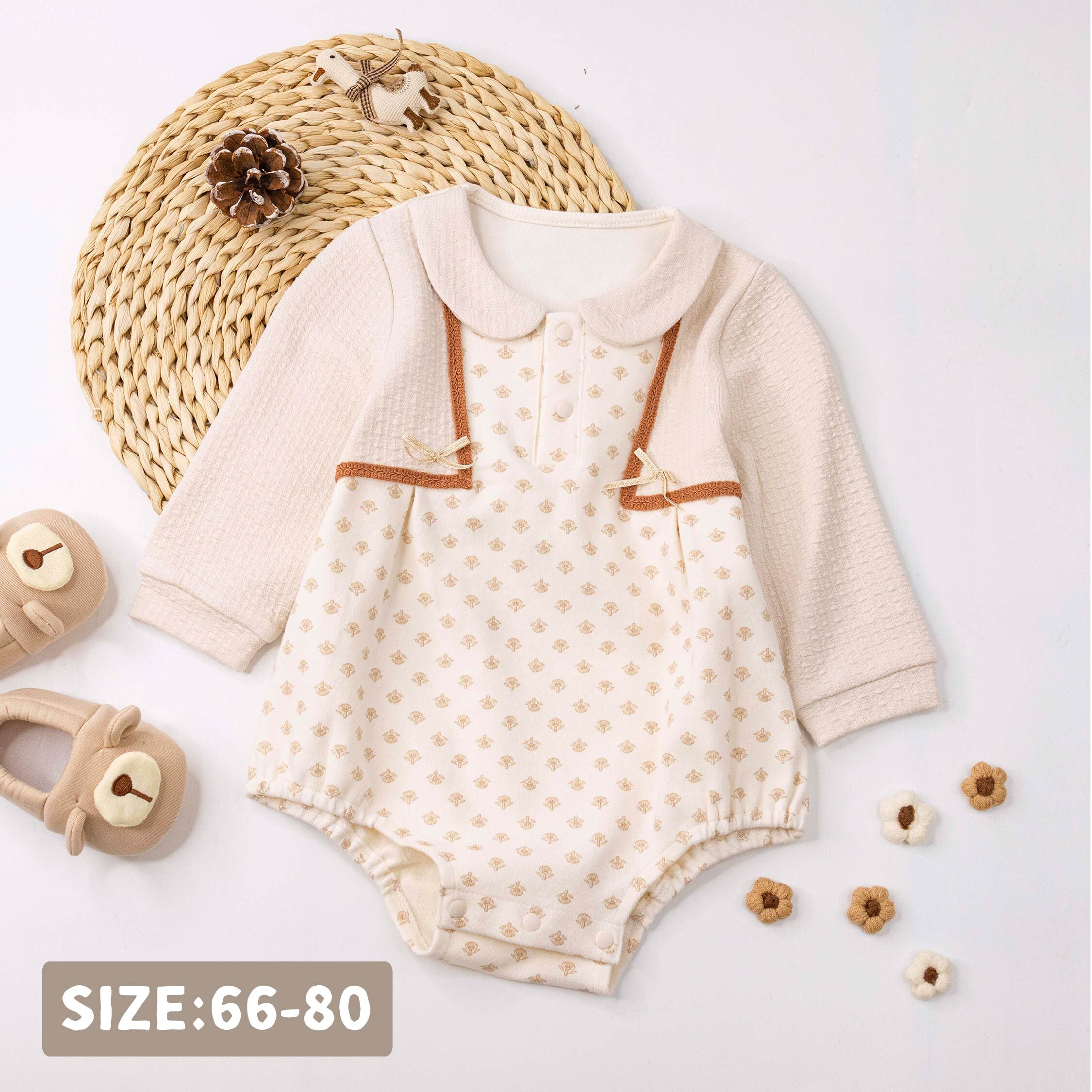 純淨系列【T3080】氣質小花朵假兩件包屁衣