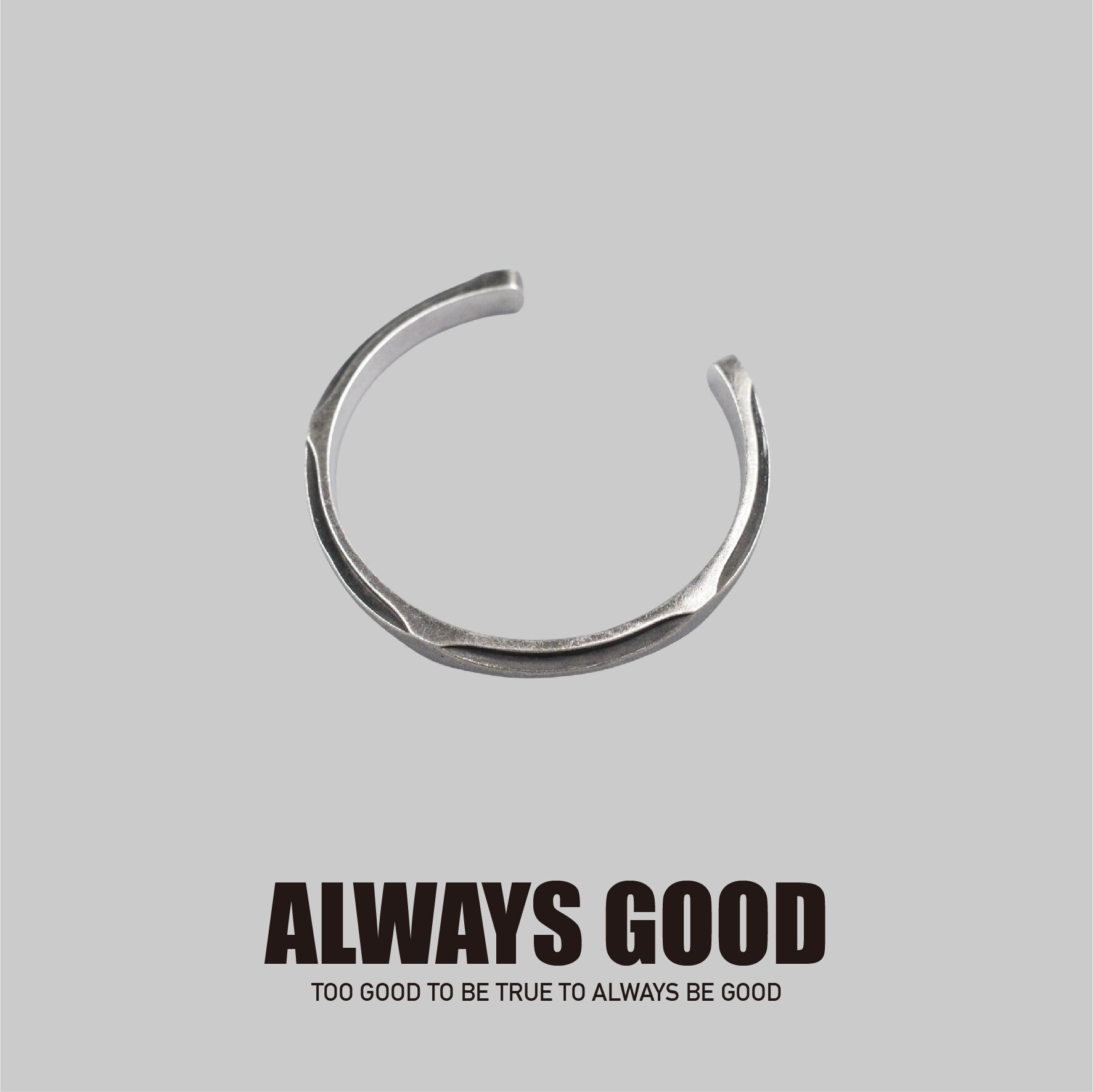 『Always_Good』氧化 做舊 鋼鍍銀 手環