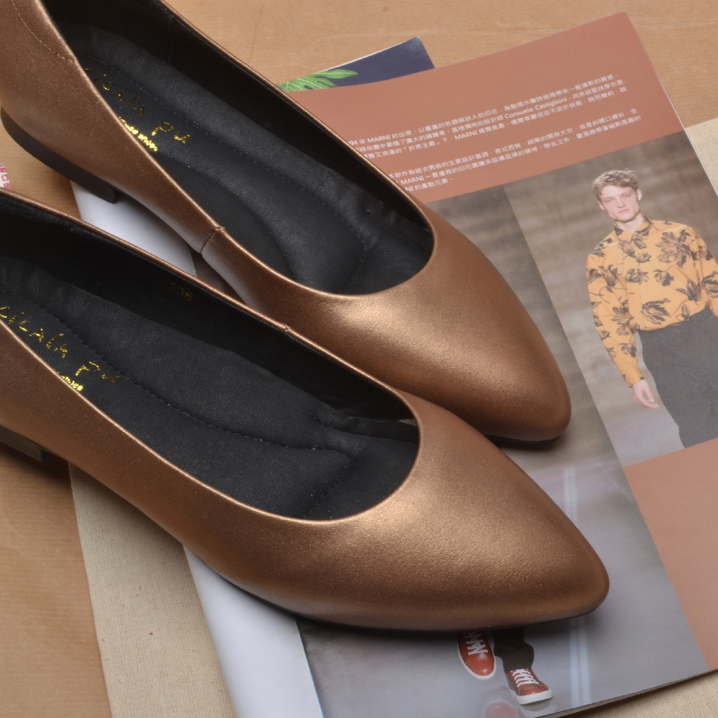 842 霧金 尖頭平底鞋