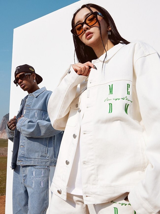 MEDM  字母刺繡Logo 休閒寬鬆 鈕扣牛仔外套