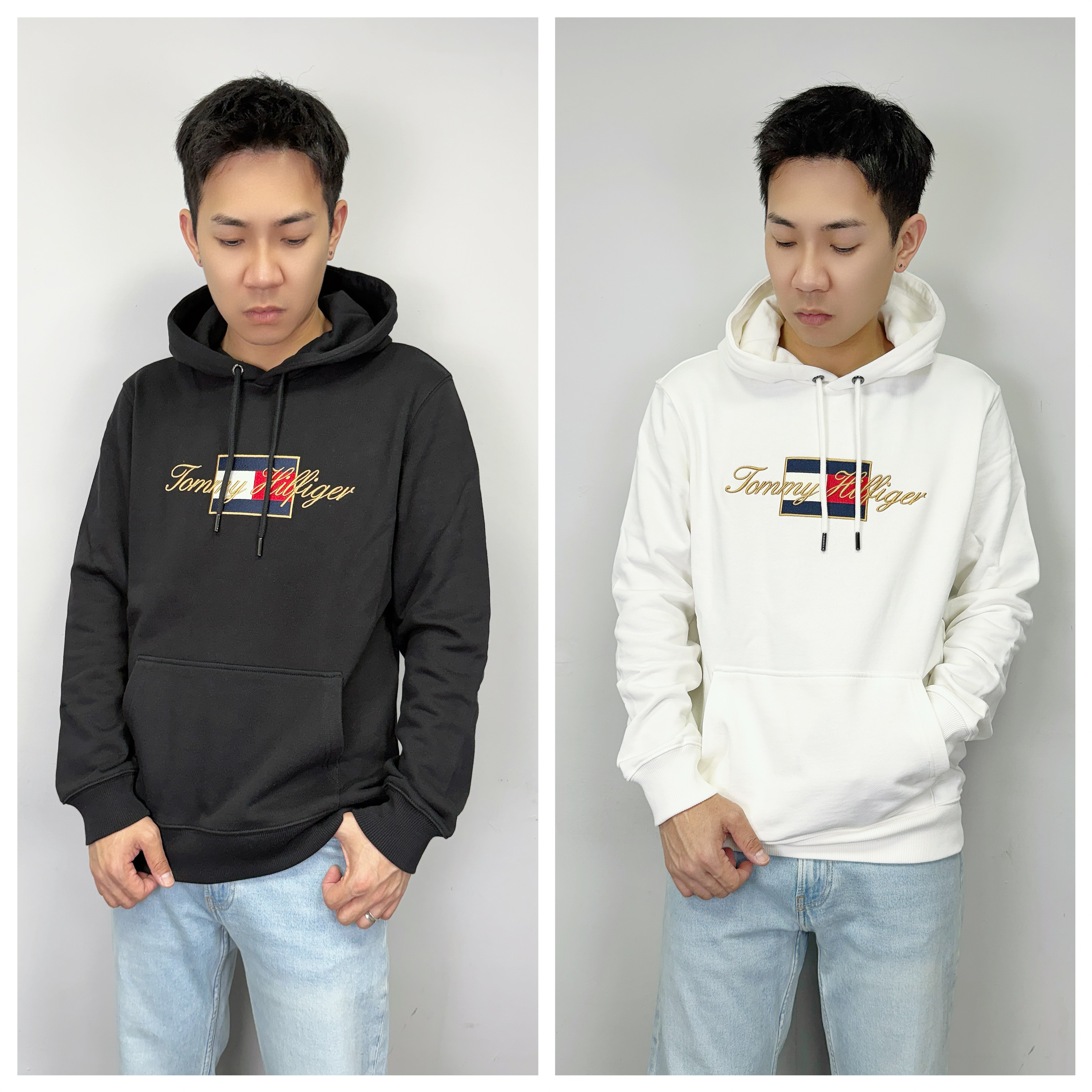 Tommy Hilfiger 刺繡草寫金字國旗  帽T 長袖上衣