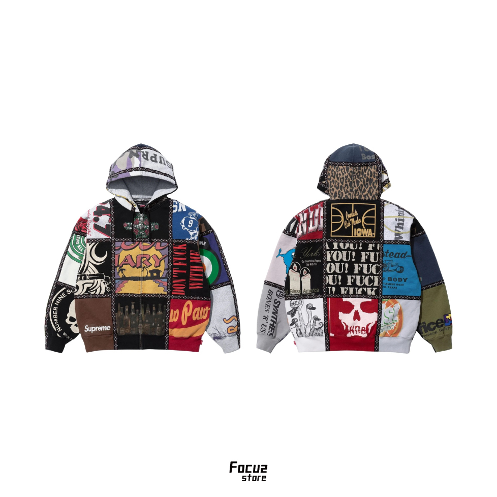 【Focus Store】預購 Supreme x Number (N)ine® FW25 Week16 Patchwork Zip Up Hooded Sweatshirt 拼接拉鍊外套