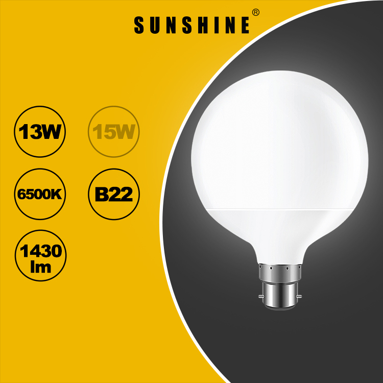 LED燈膽(G95大球型膽) 13W B22釘頭 白光6500K / 黃光3000K LGM-13B22D/W