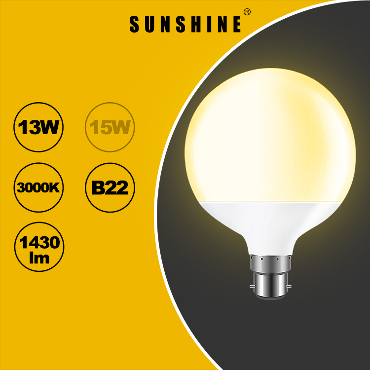 LED燈膽(G95大球型膽) 13W B22釘頭 白光6500K / 黃光3000K LGM-13B22D/W