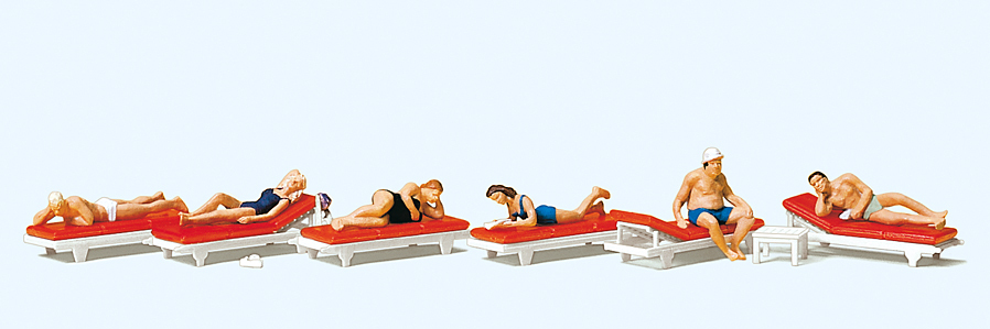 Preiser 10429 HO規休閒運動系列－躺椅上的日光浴者