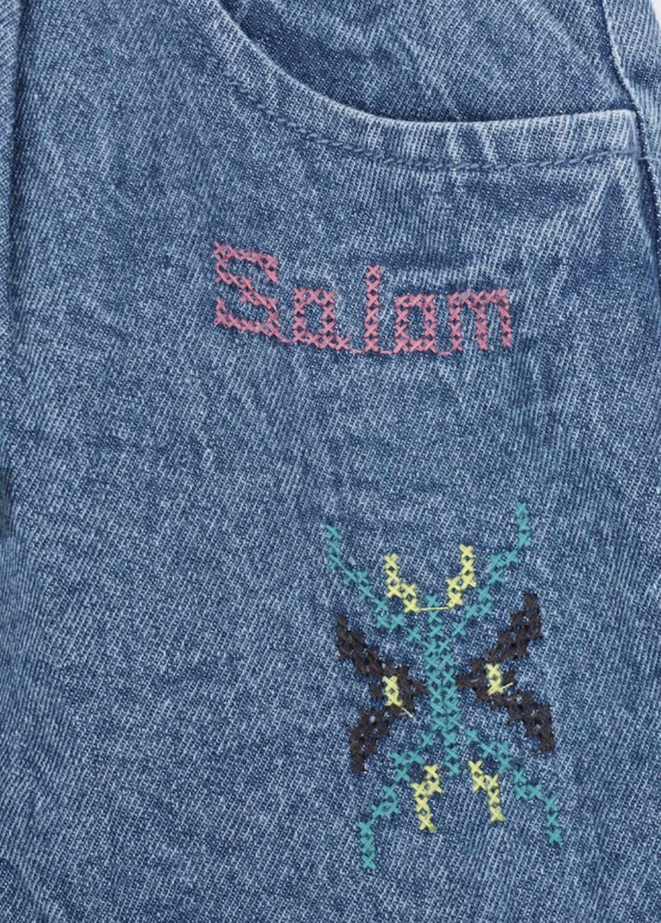 Amina 民族風刺繡牛仔長褲 - IDS-5318 (1224)