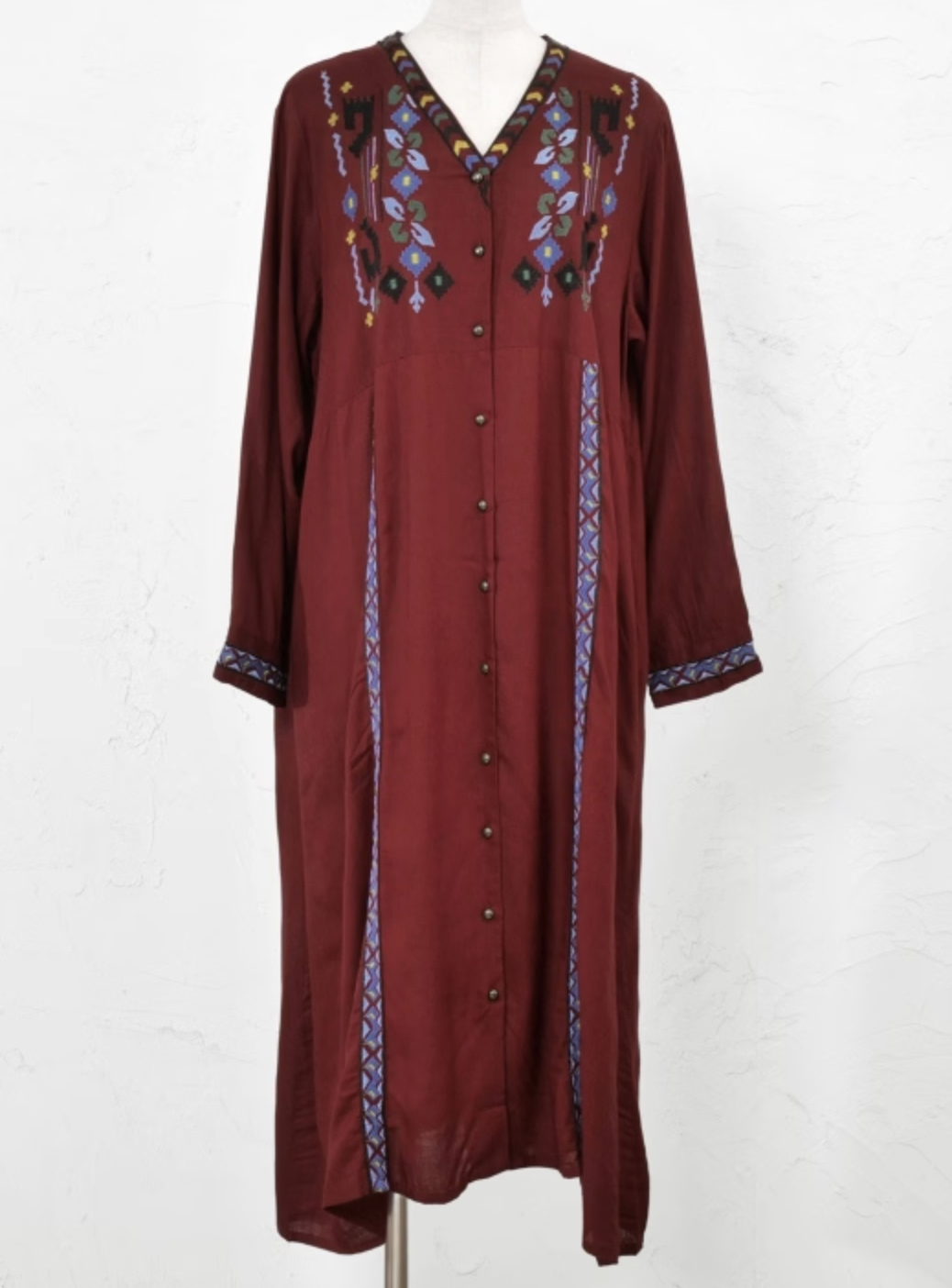 Surya 幾何花卉刺繡前開襟連身裙 - SIBL557FRD (1224)