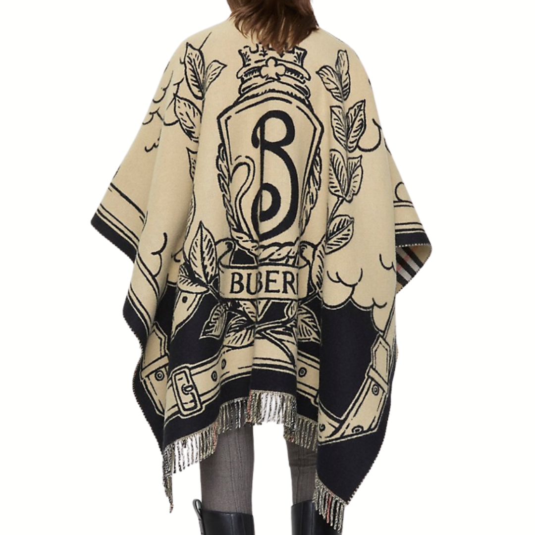 1FF0101-039 BURBERRY Stormy Knight Wool Cape Sand (SS26) #8109626 (C-EU-E)