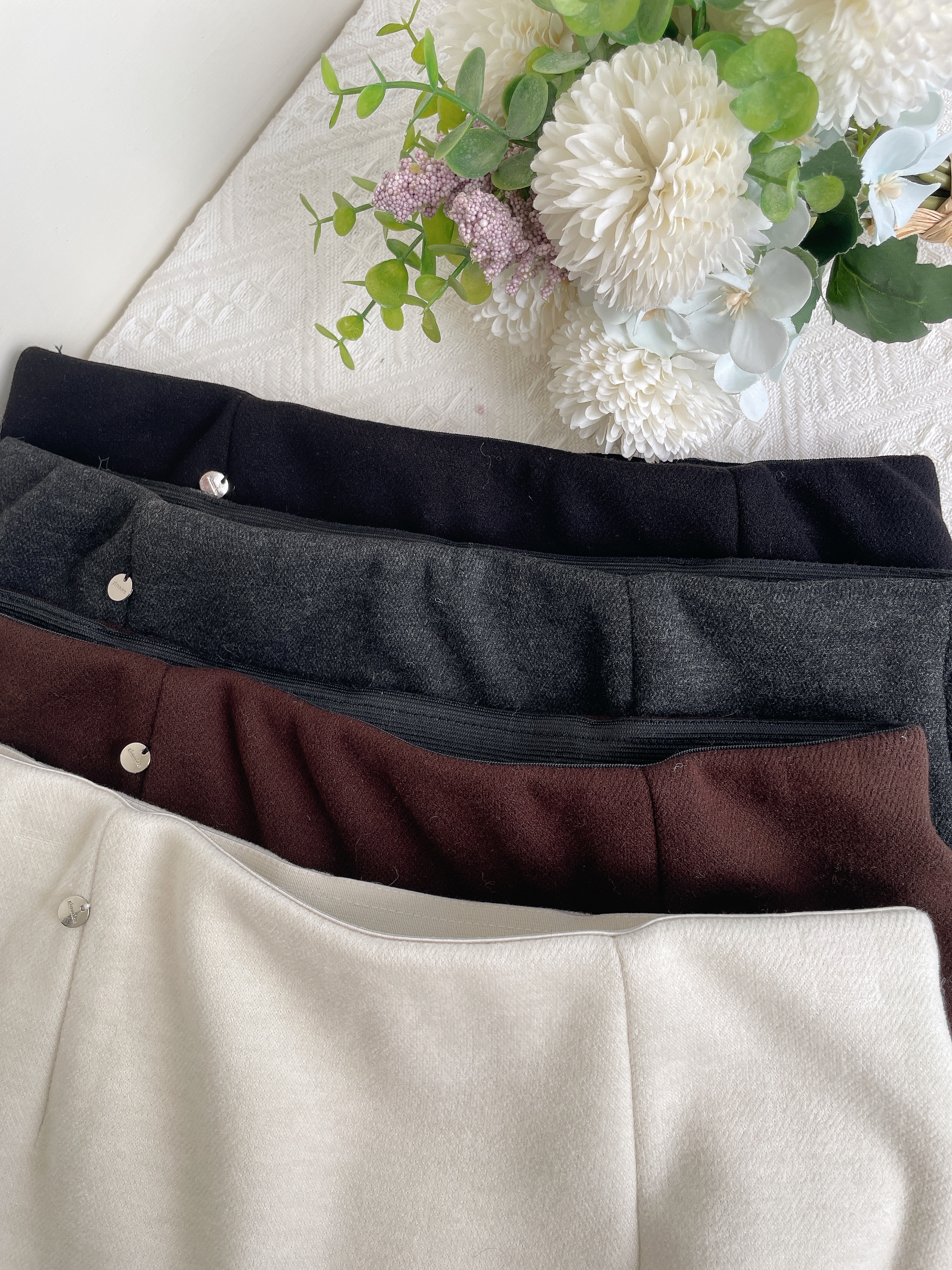 紙片人鬆緊腰直筒羊絨長裙 4色