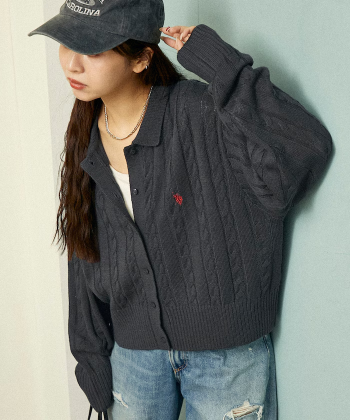 <預購> 美國POLO協會 粗針織衫開襟衫 (3colors)