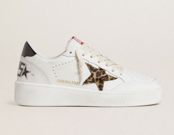 1FF0101-083 GOLDEN GOOSE Ball Star With Leopard Pony Skin Star And Black Laminated Leather Heel Tab (SS26) #GWF00804.F007323.10889 (S-EU-E)