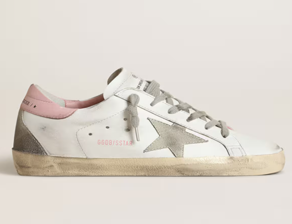 1FF0101-084 GOLDEN GOOSE Women's Super-Star With Gray Suede Star And Pink Leather Heel Tab (SS26) #GWF00102.F002569.10914 (S-EU-E)