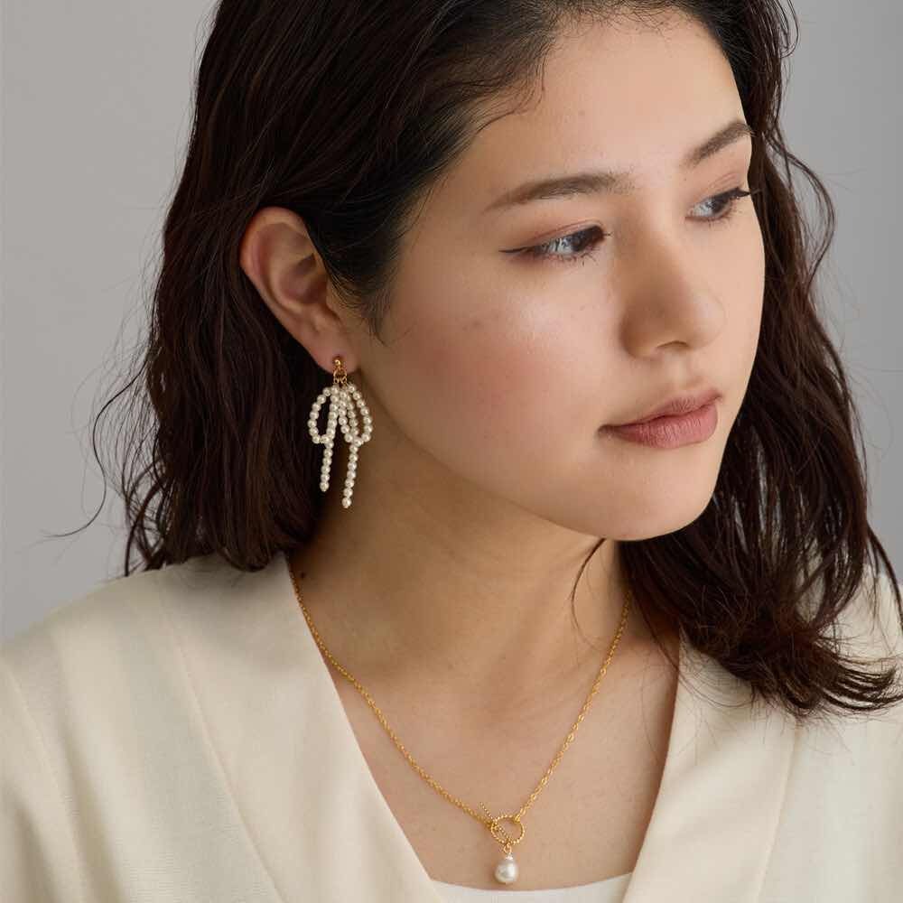 Melody accessory-珍珠蝴蝶結耳環